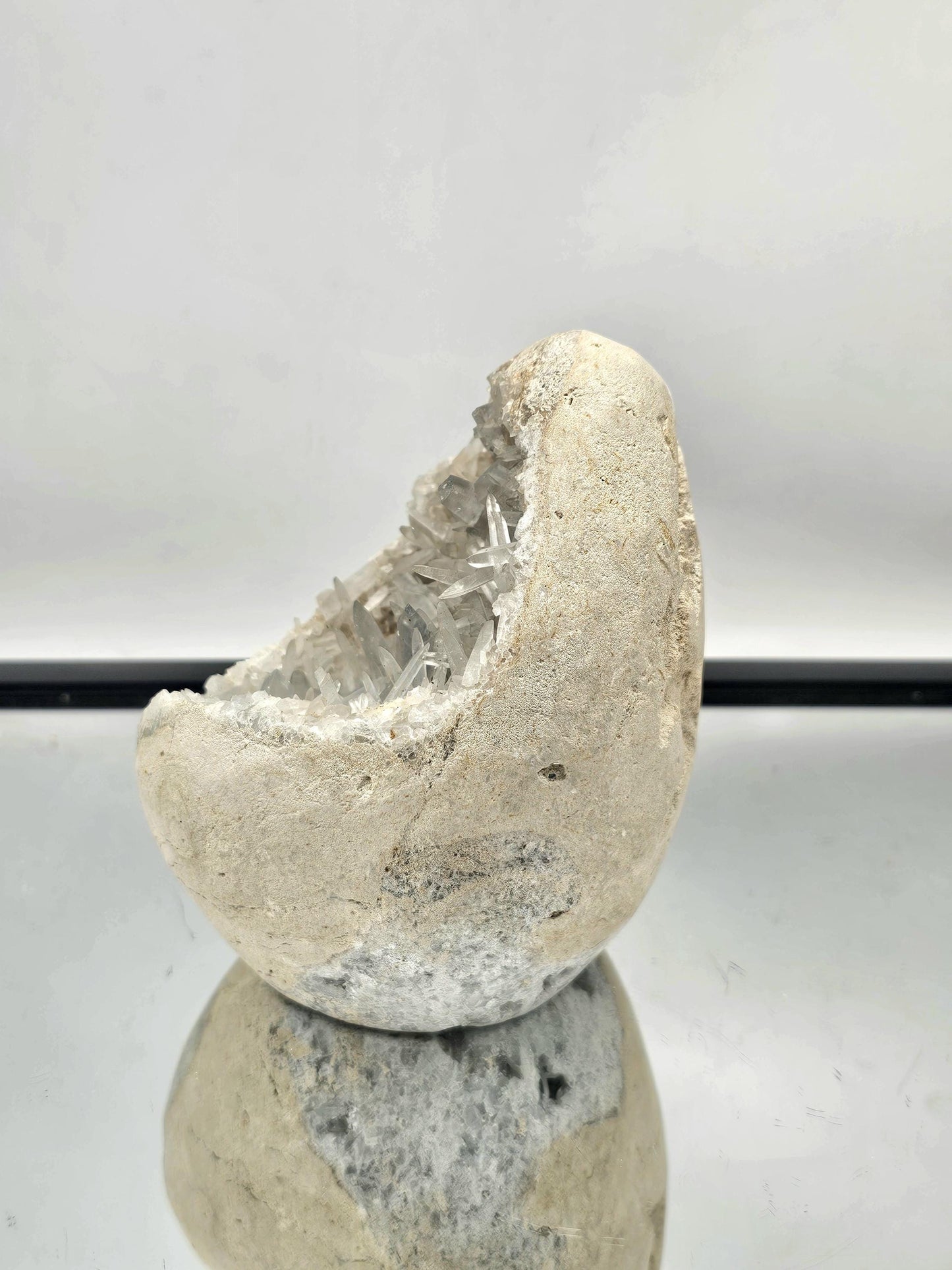 Celestite Crystal Geode as a stunning home décor centerpiece.