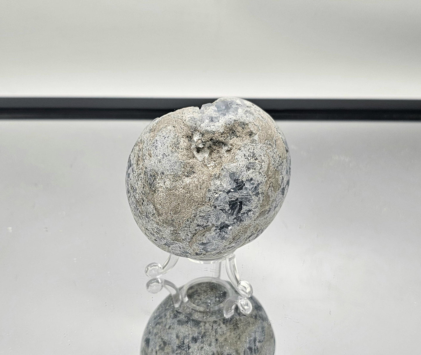 Natural Celestite sphere as a luxurious addition to interior décor.