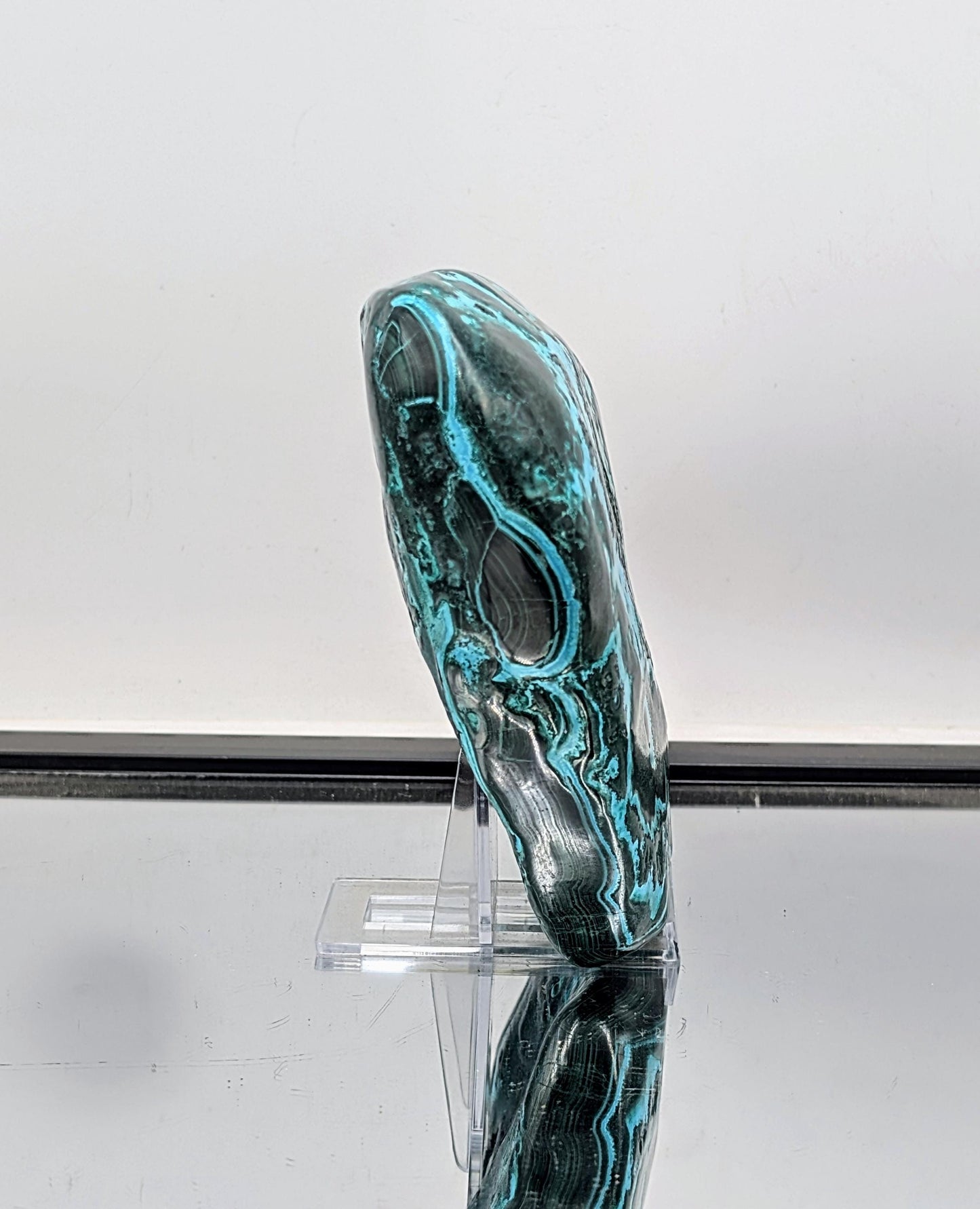Freeform Malacolla crystal blending green and blue stone tones.
