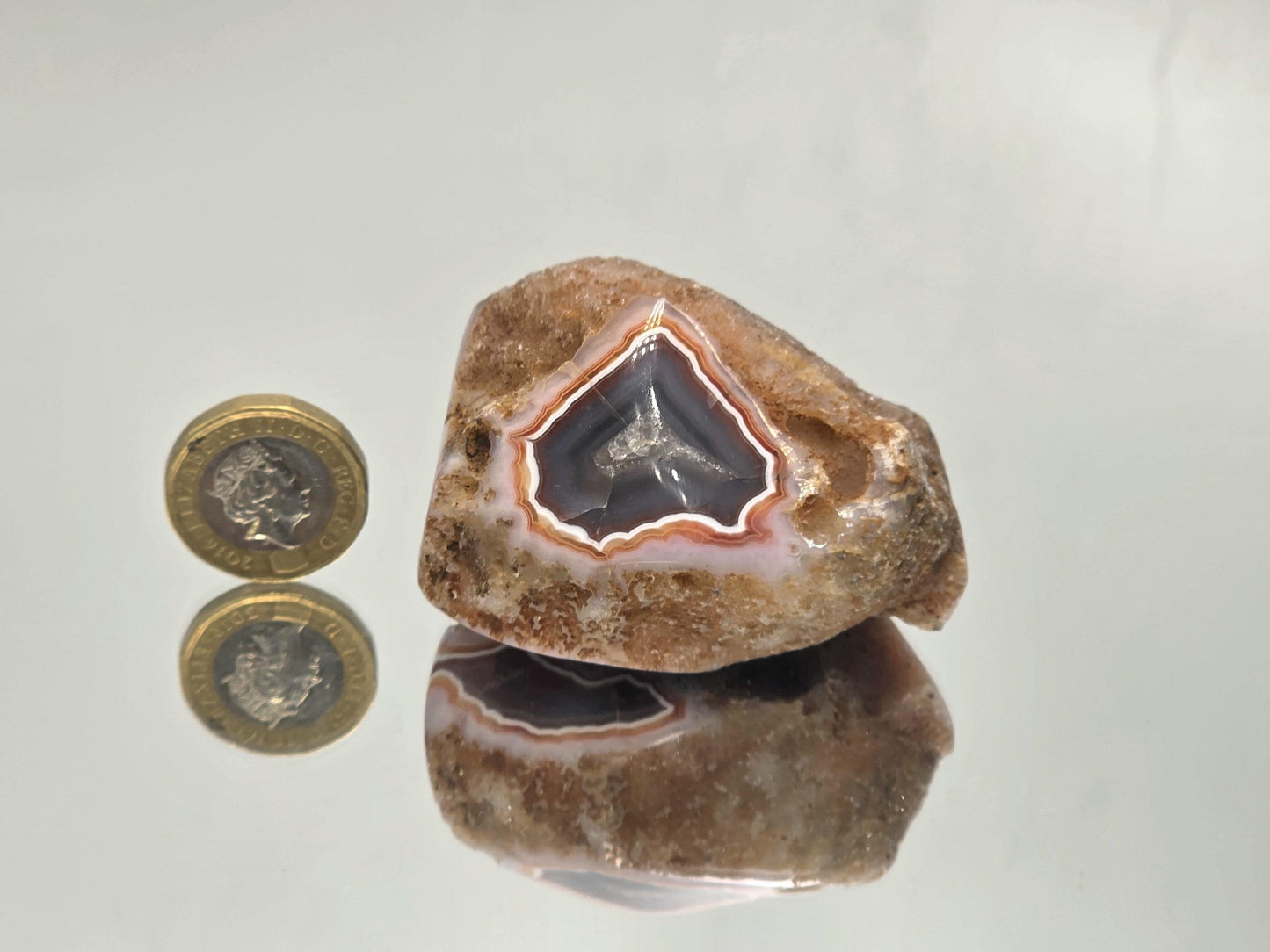 Collector’s extra large polished Malawi Agate geode.
