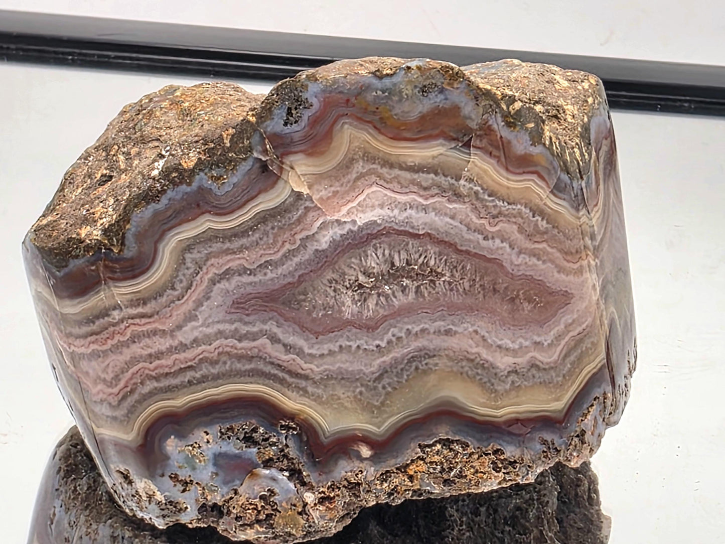 Collector large Malawi Agate polished geode.