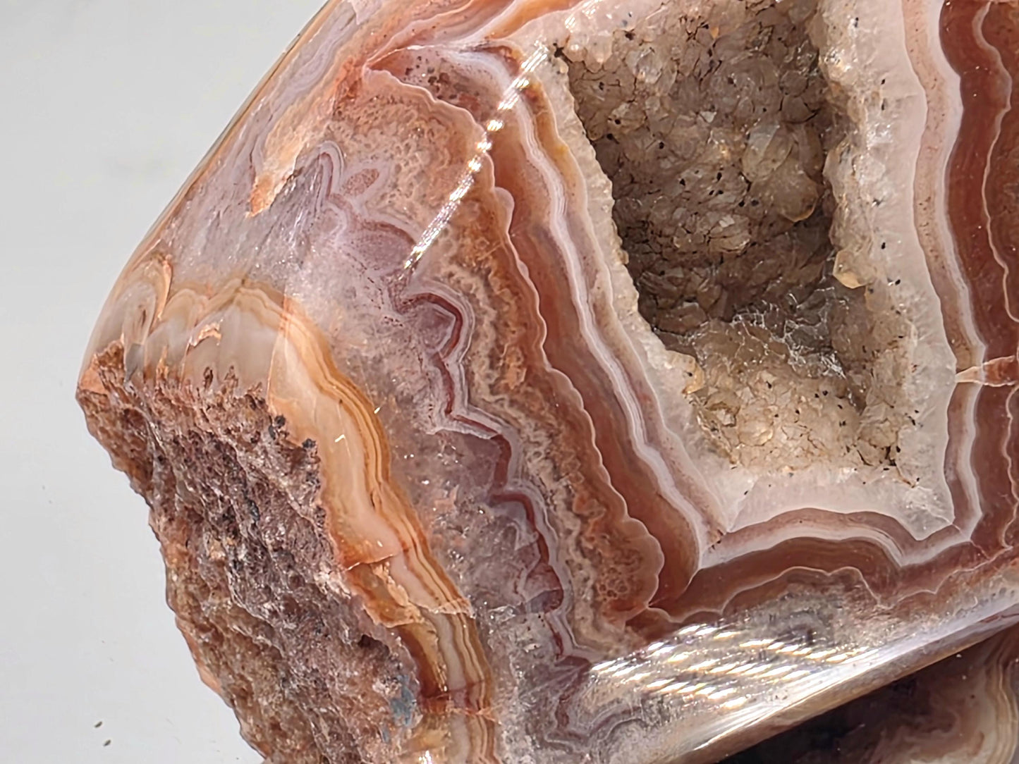 Collector’s polished Malawi Agate geode large piece.