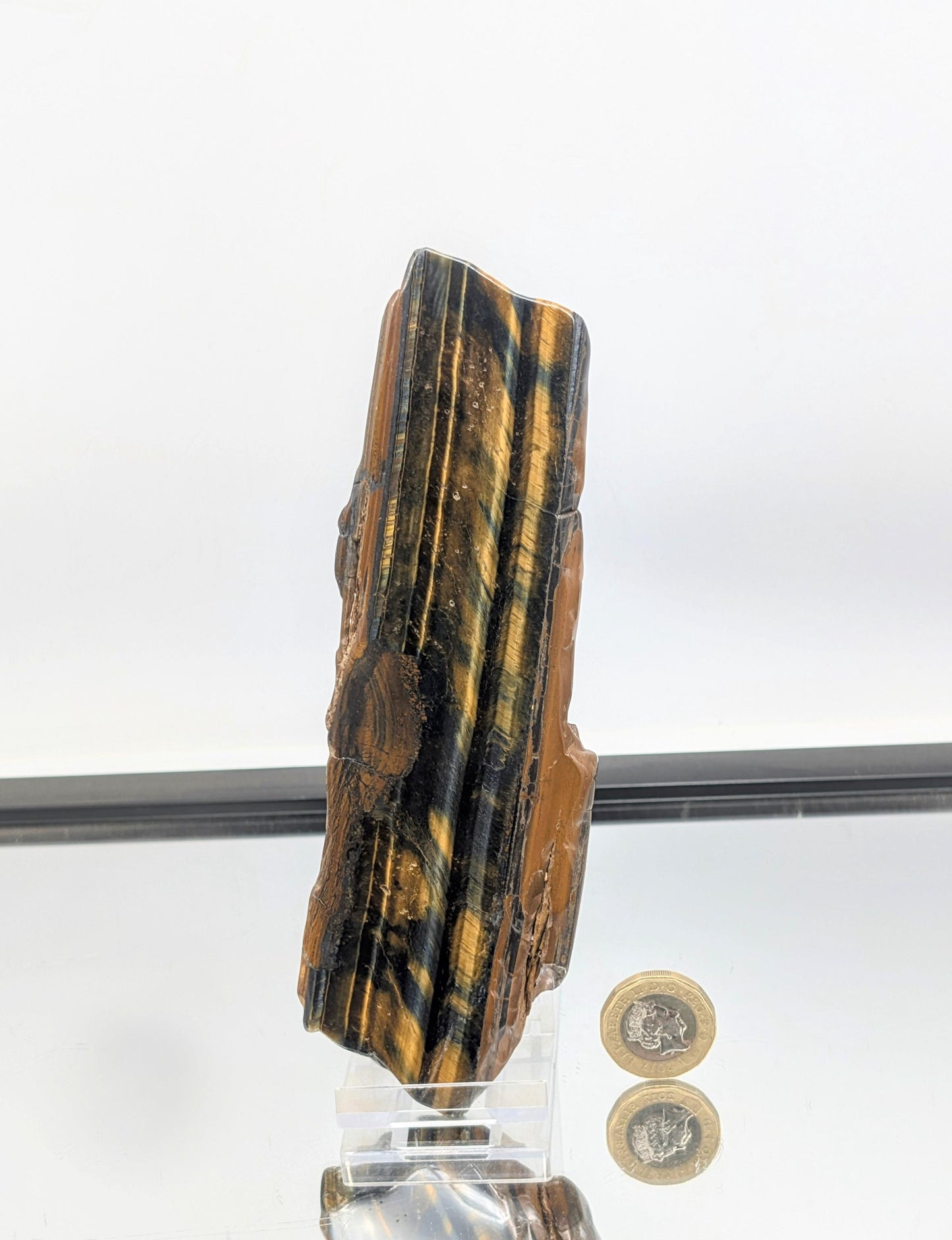 Collector’s slice of Tiger’s Eye crystal with golden shine.