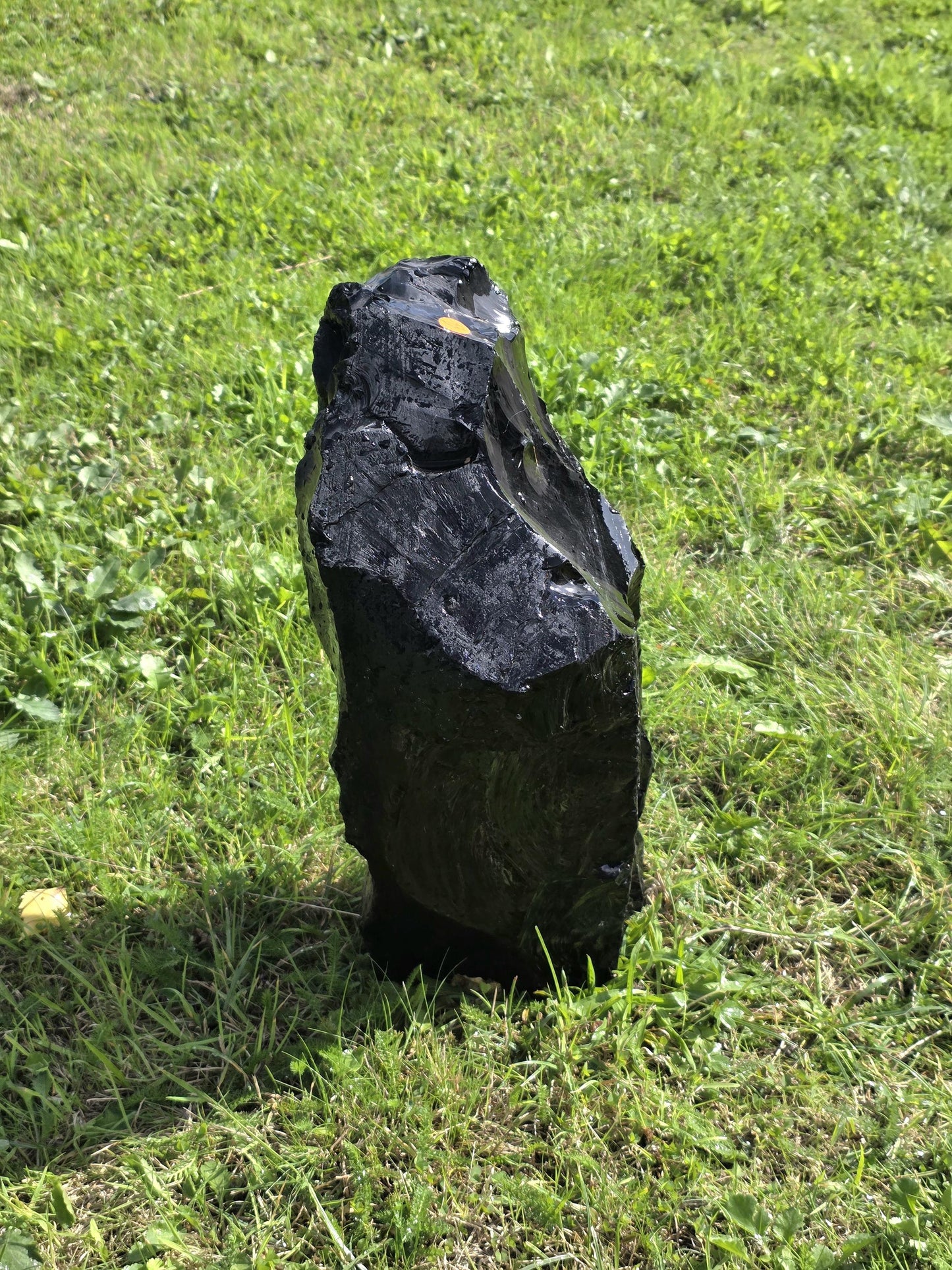 Extra large Black Obsidian raw crystal freestanding formation.