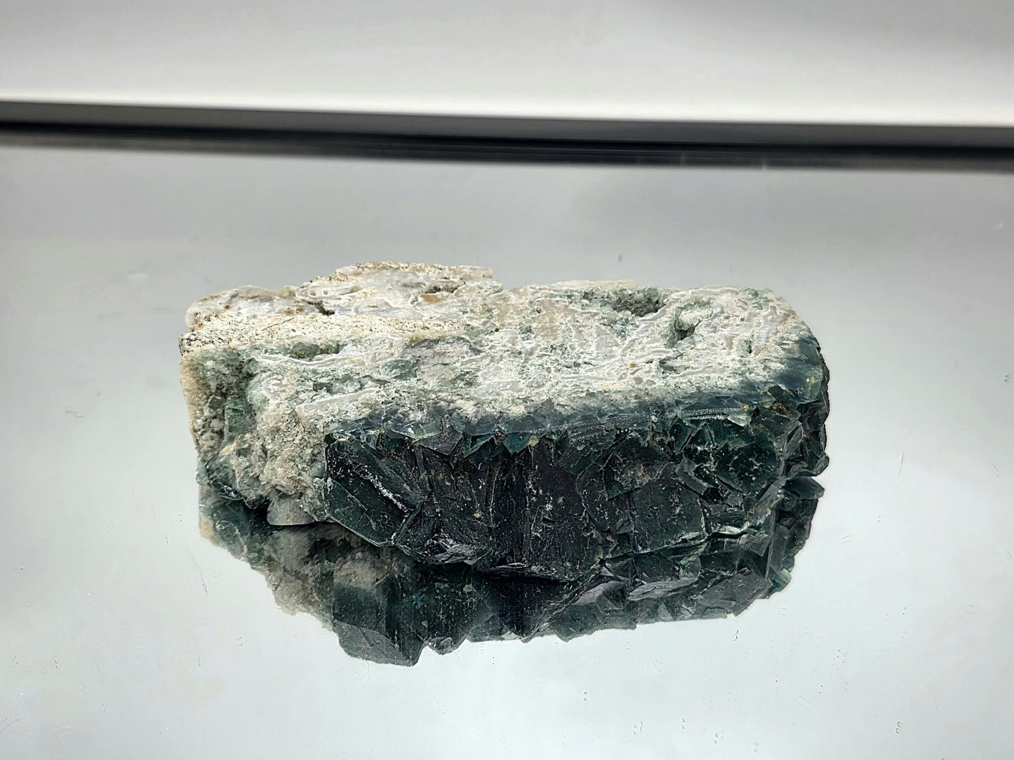 Madagascan Fluorite crystal slice with UV reactive properties.