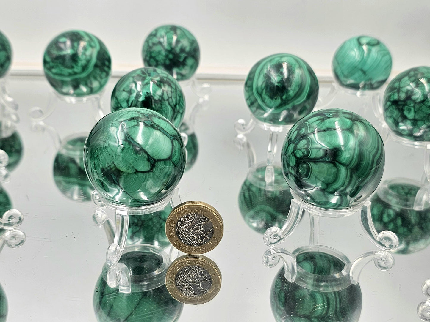 small malachite crystal sphere genuine