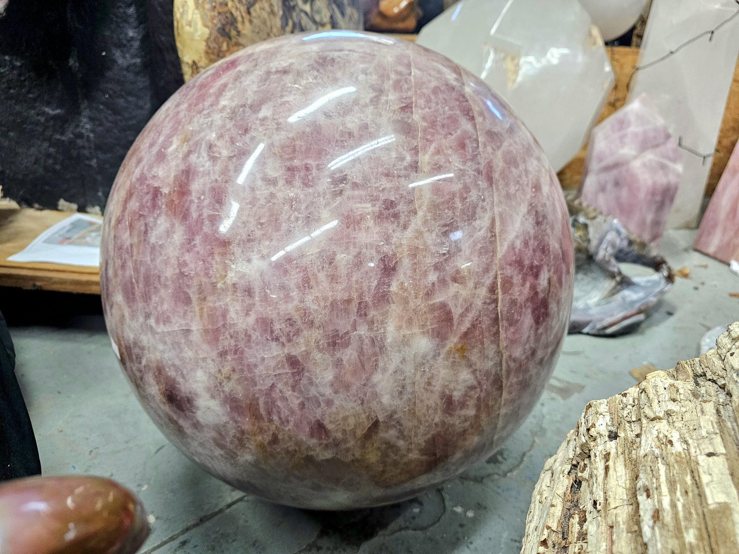Massive Madagascar rose quartz sphere with unparalleled pink colour and aesthetic appeal