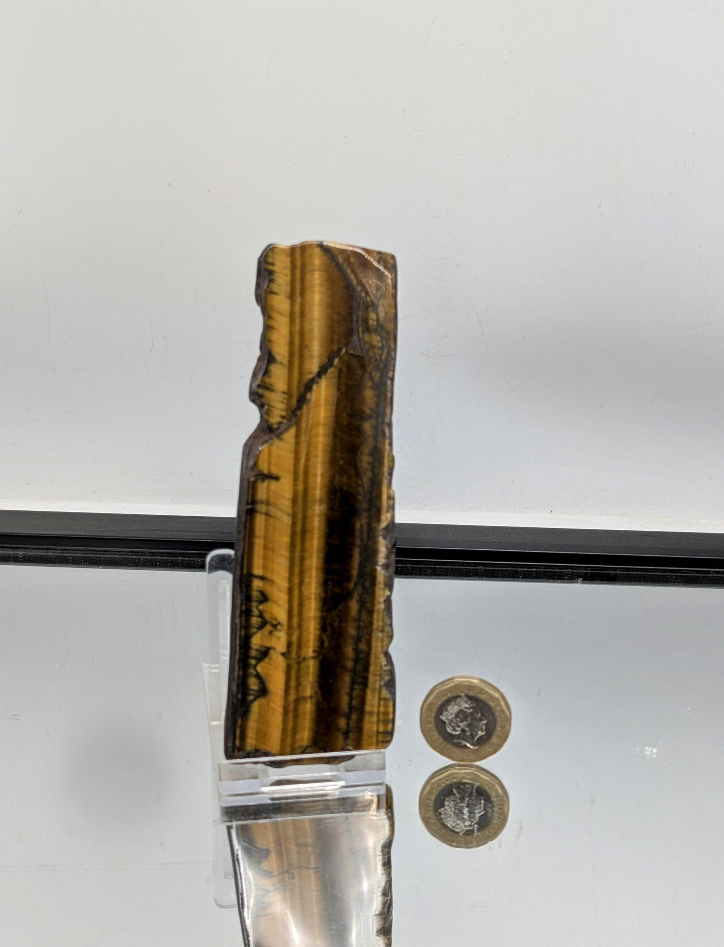 Natural golden Tiger’s Eye crystal slice with silky finish.