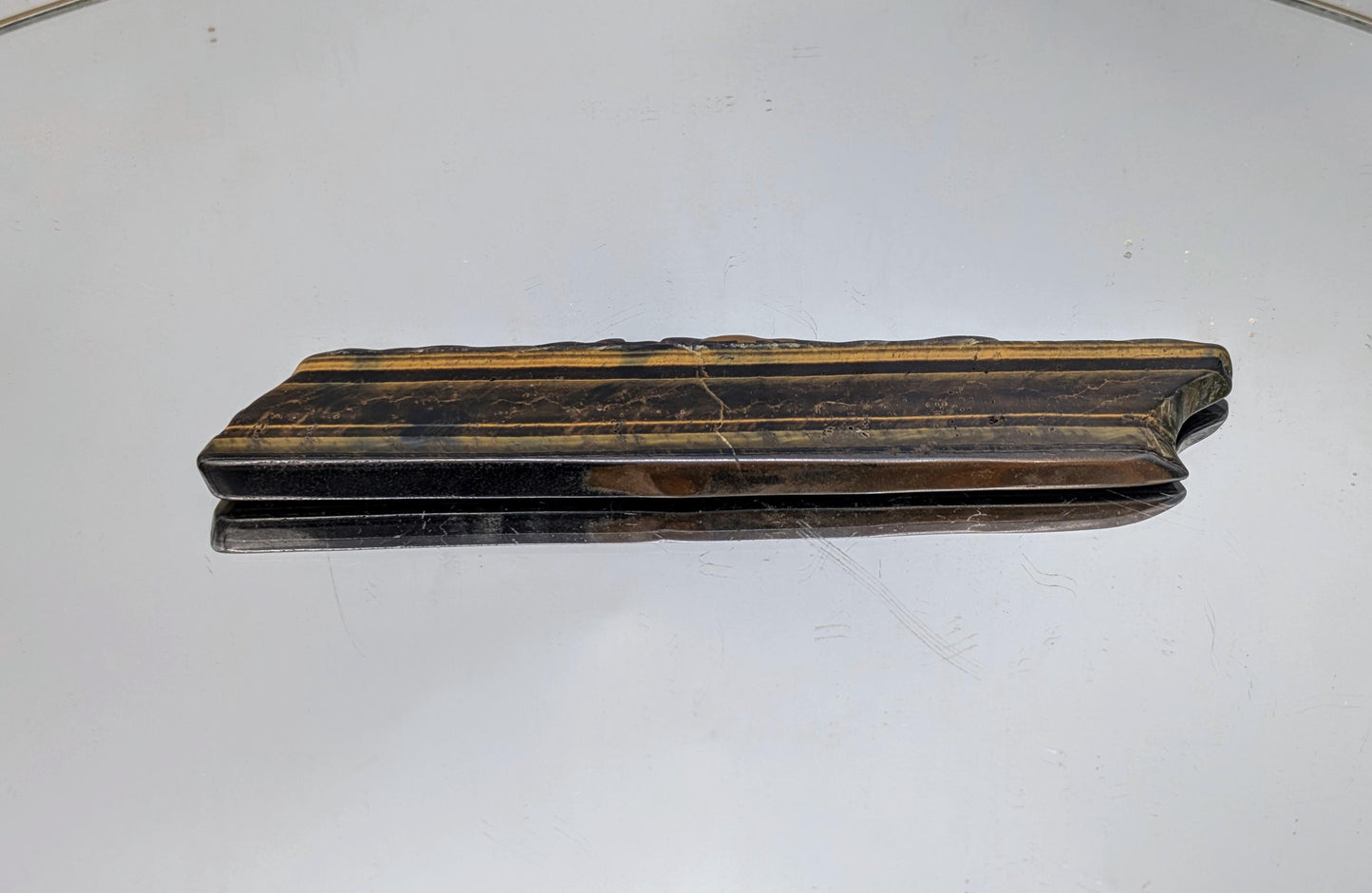 Large golden-brown Tiger’s Eye stone slice