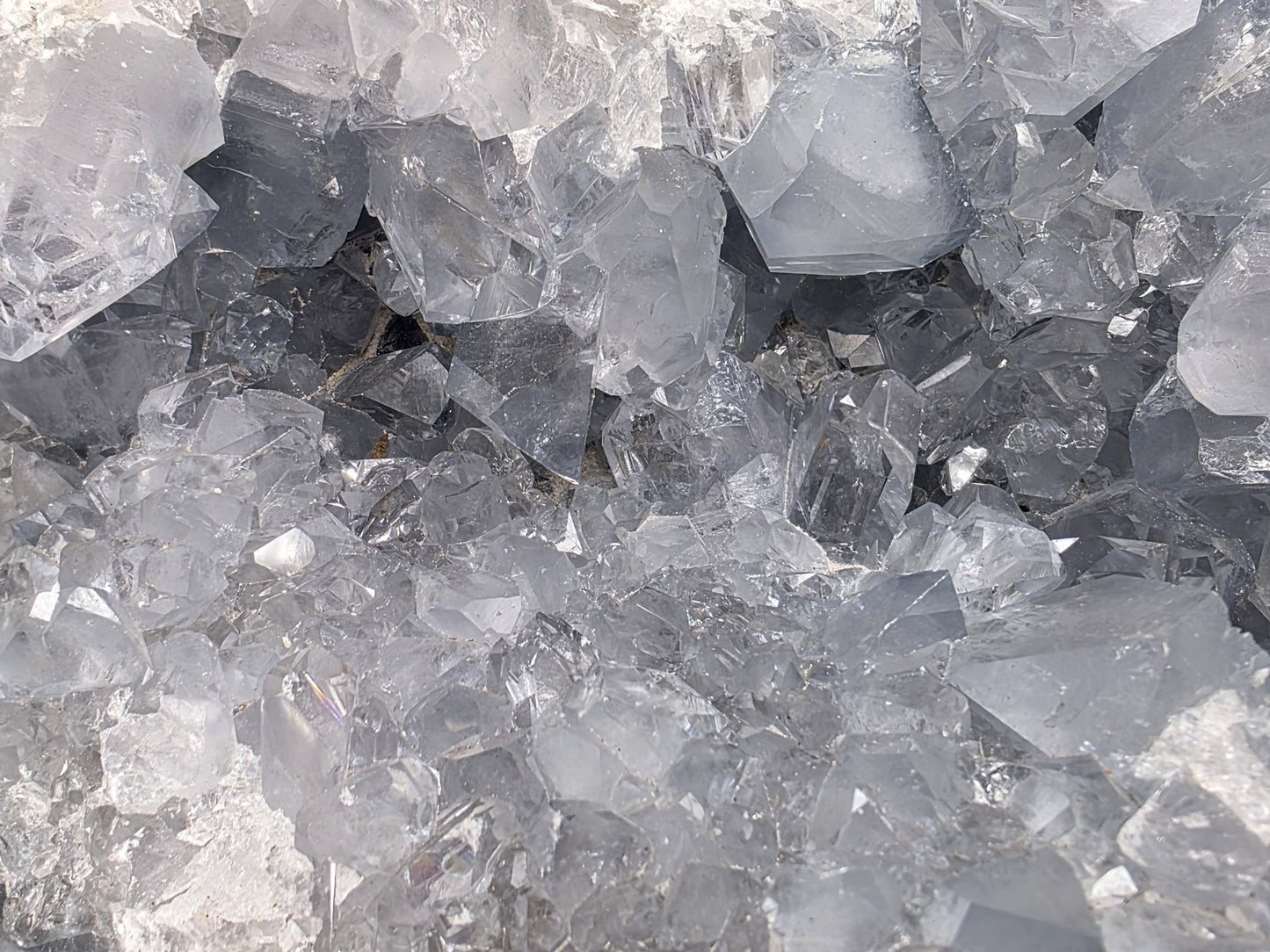A grand Celestite crystal, ideal as a luxurious statement décor piece.