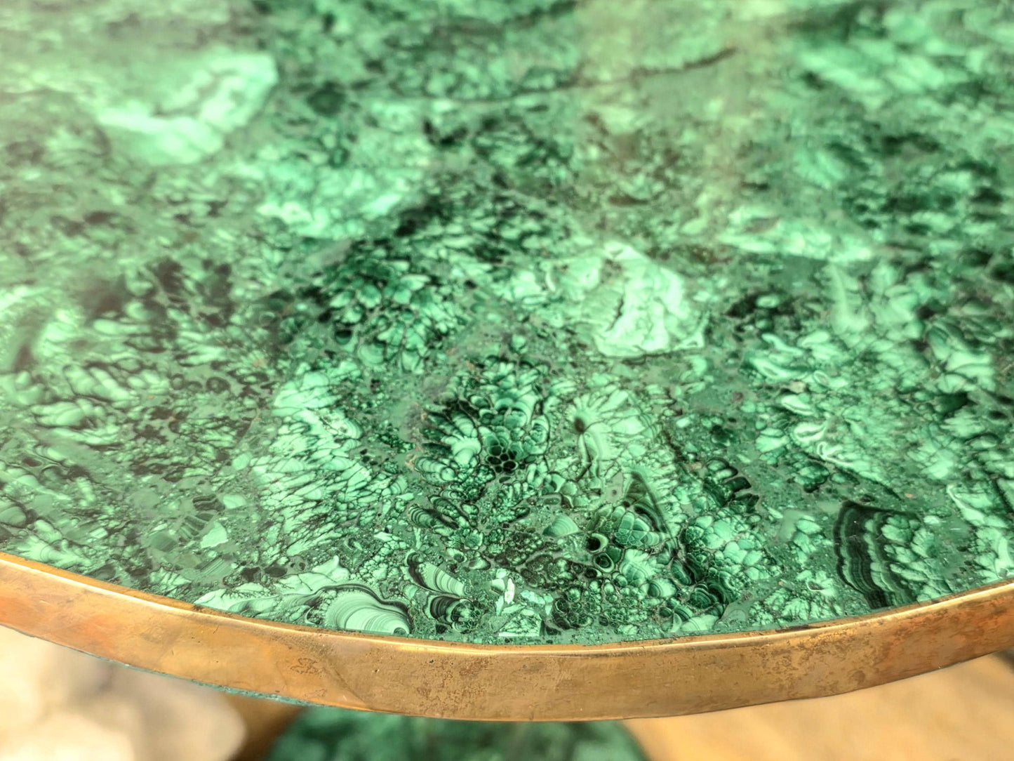 High-end round malachite crystal table ideal for collectors and luxury interior spaces.