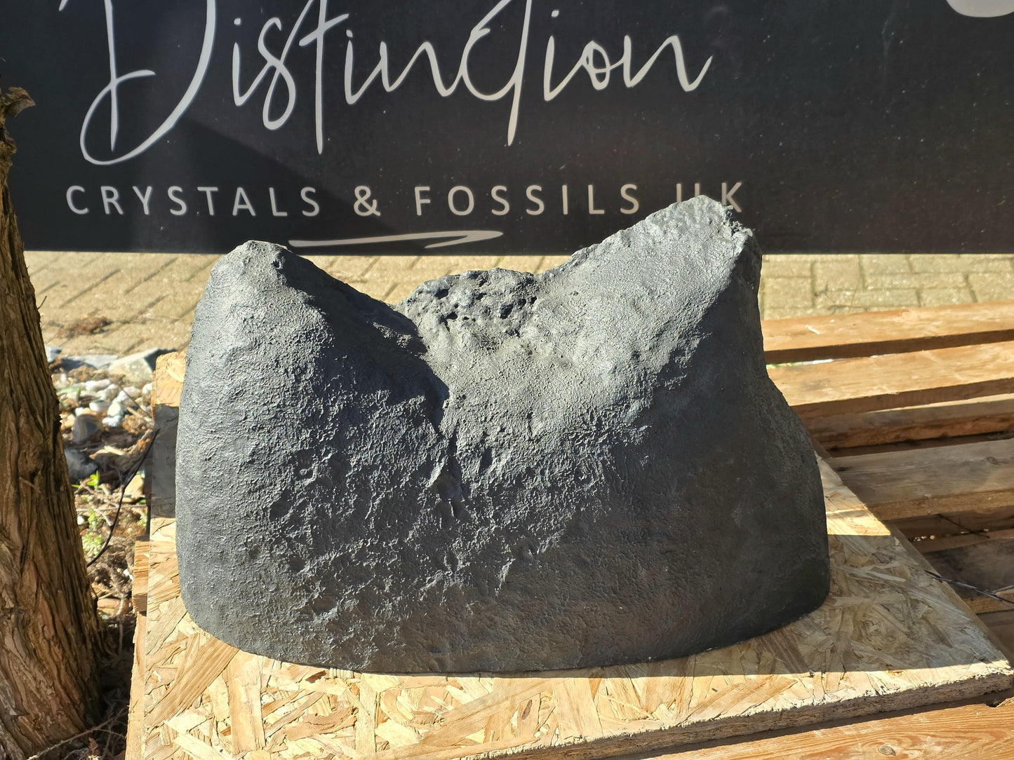 A gorgeous quartz geode sculpture, enhancing any interior setting.