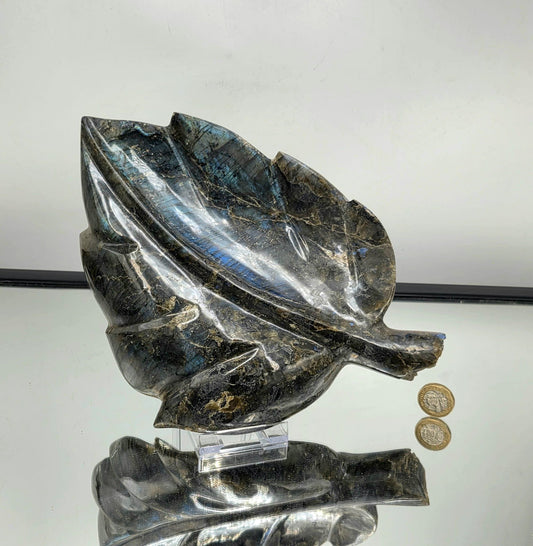 Collector-grade polished Labradorite leaf.