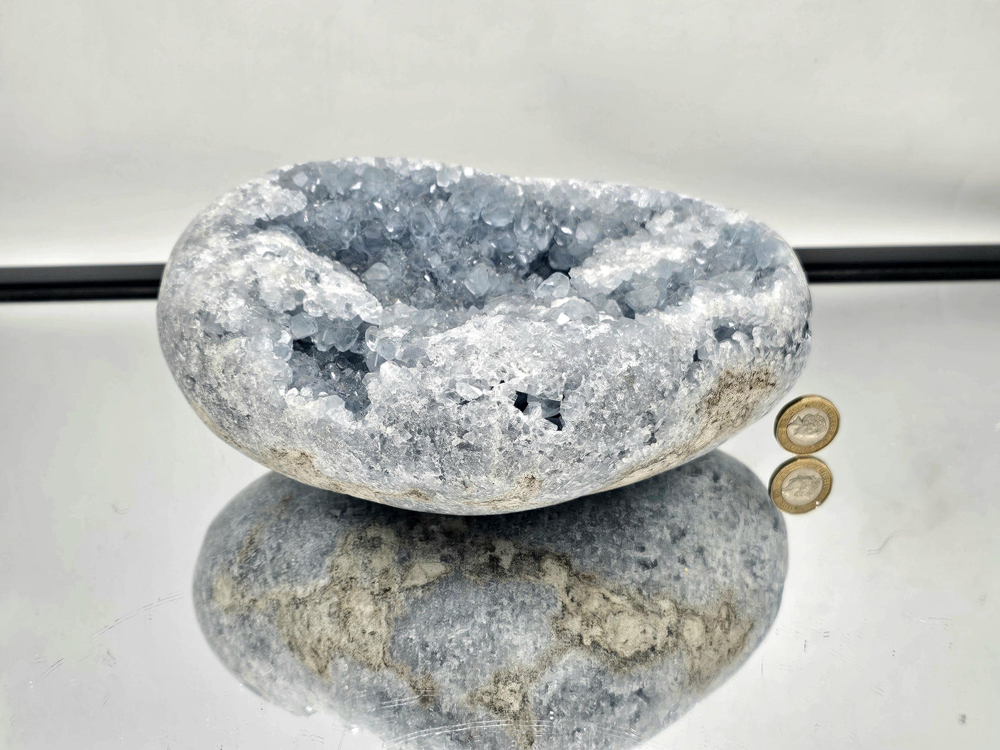 large Celestite heart, a unique crystal collector’s piece.