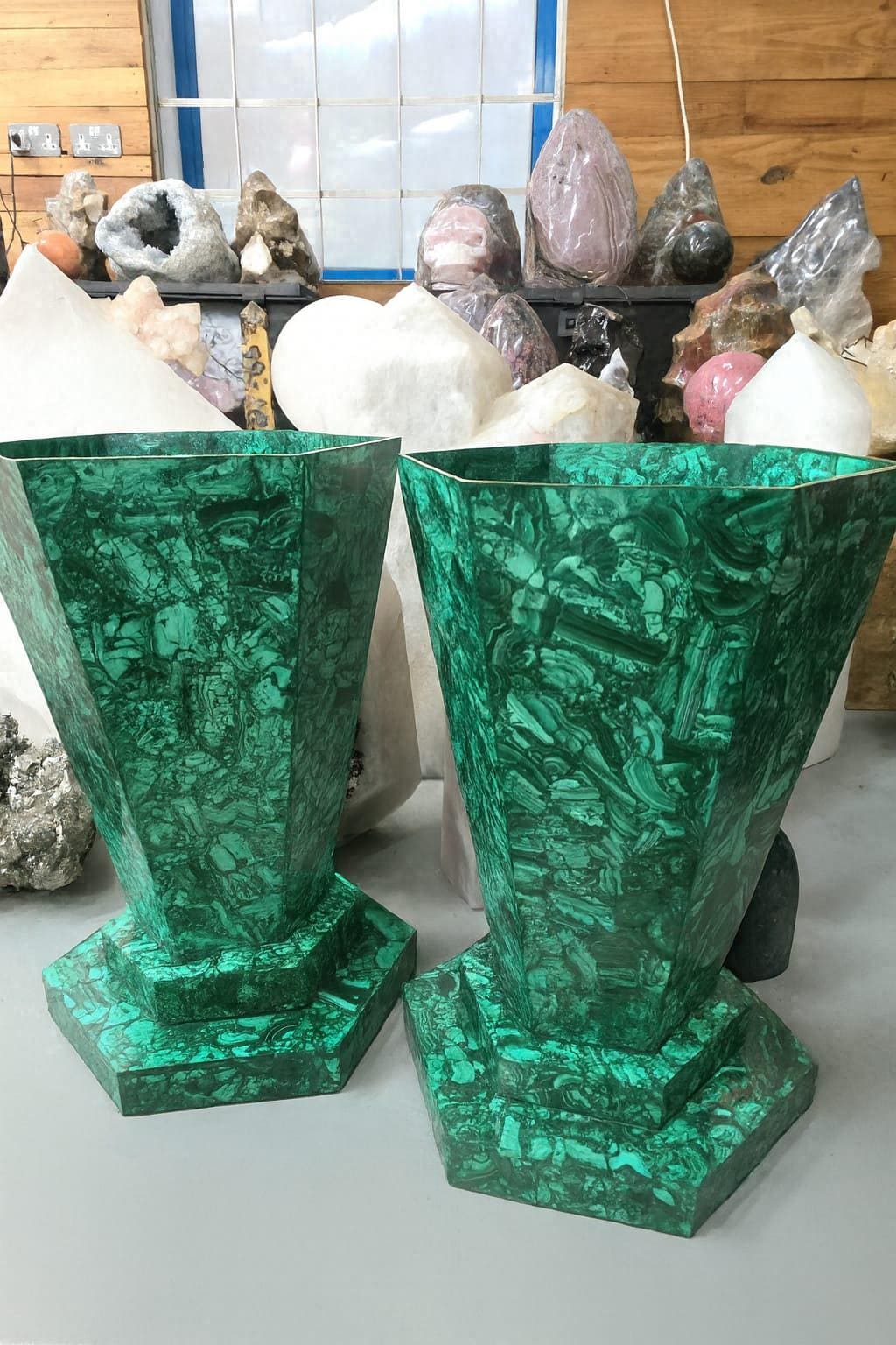 Large handcrafted malachite crystal vase – luxury décor statement piece