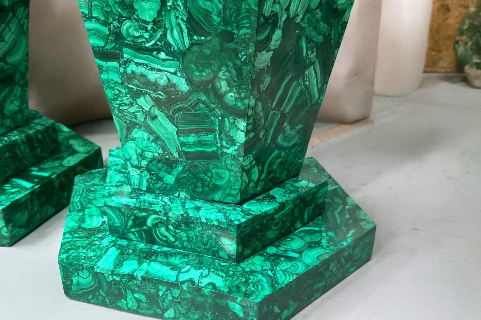 Large malachite vase – one-of-a-kind natural crystal décor piece