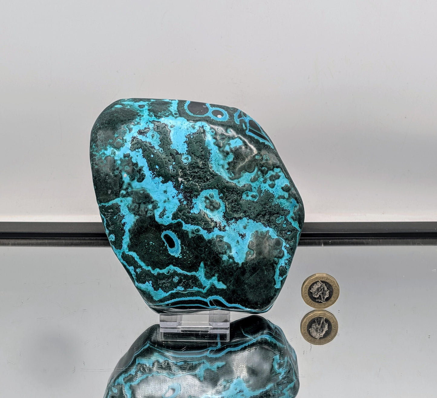 Large Malacolla polished crystal showing unique natural swirls and colours.