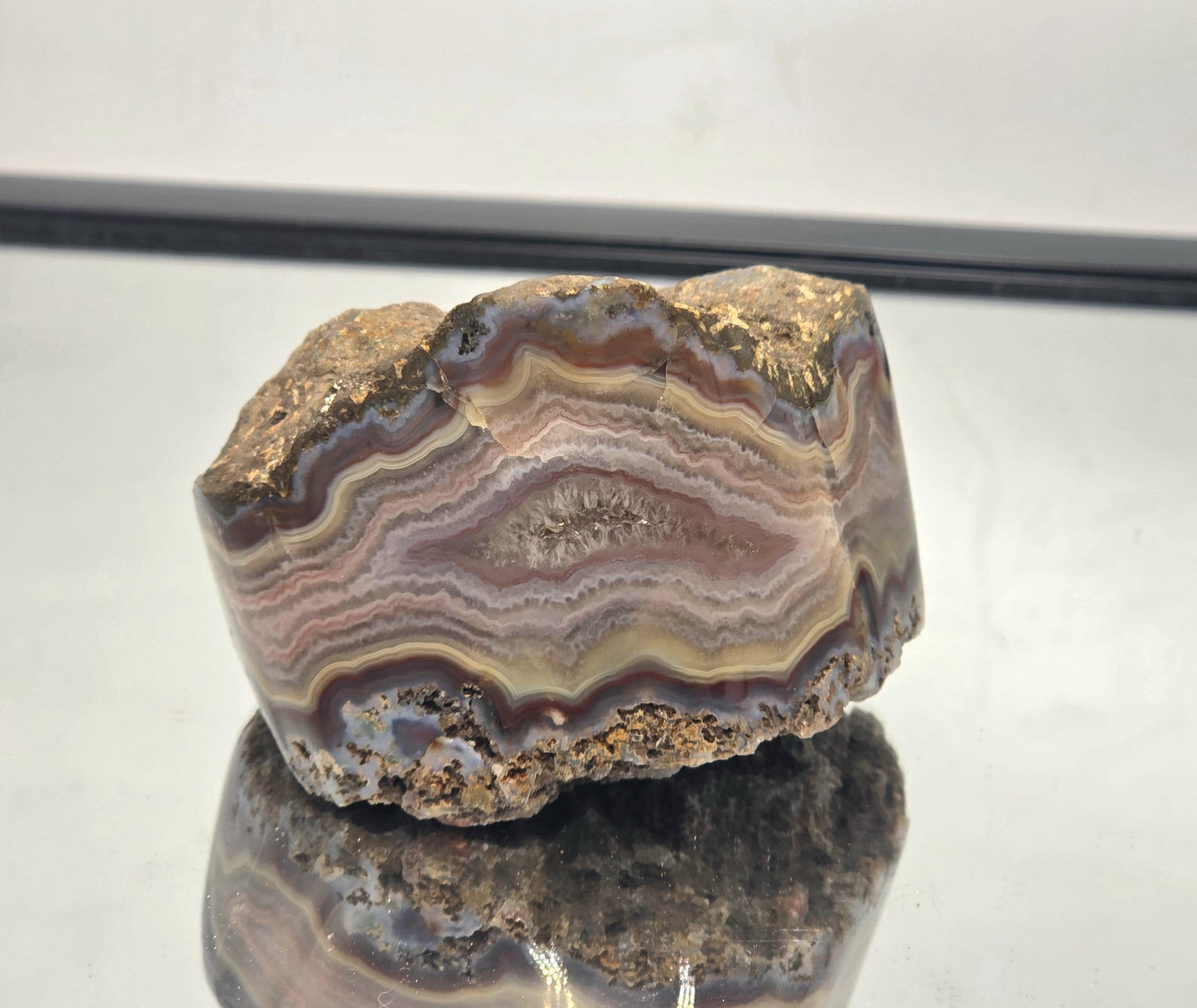 Large Malawi Agate polished geode crystal.