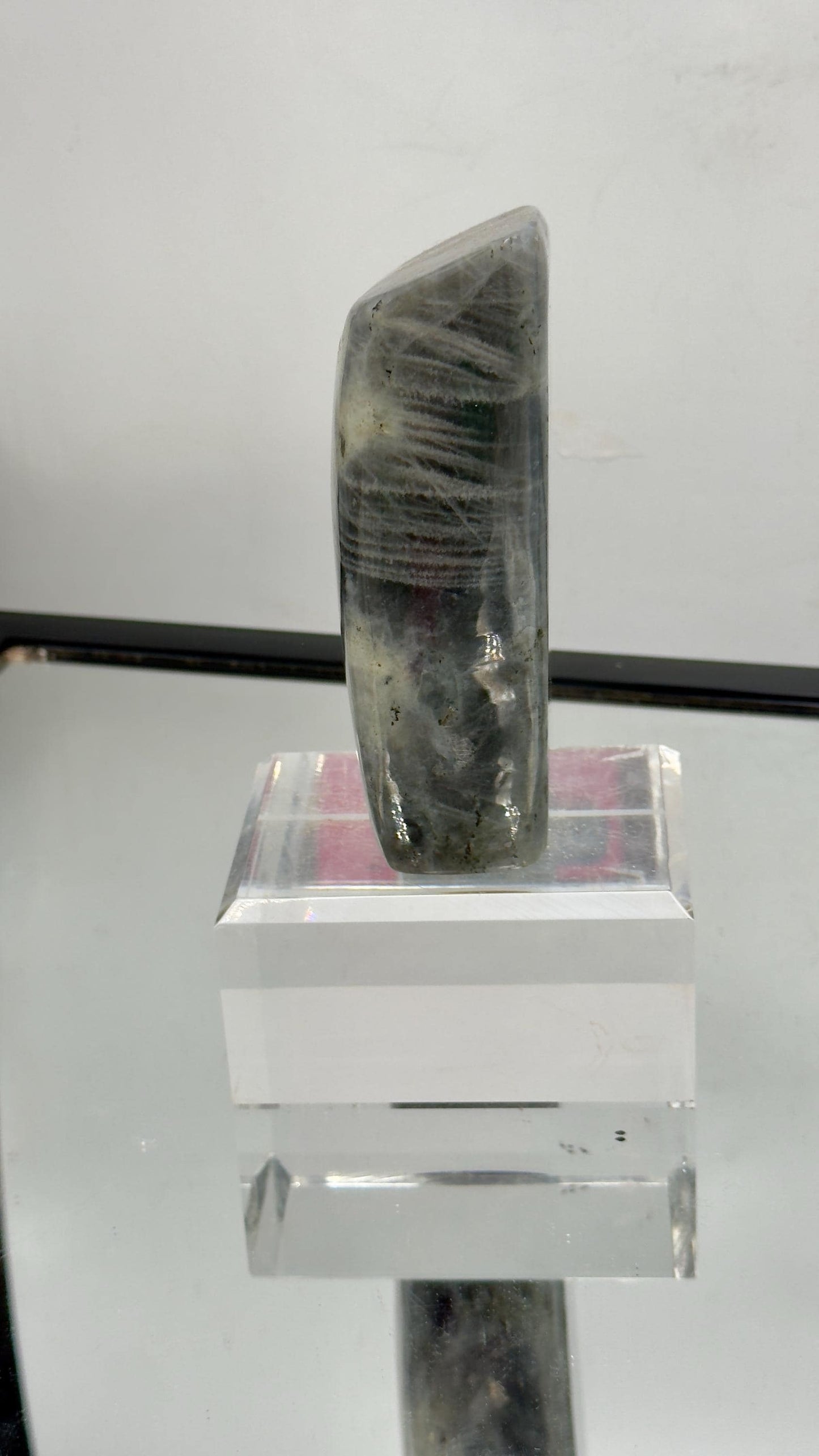 large purple Labradorite freeform crystal, fully polished with high shine and natural iridescence.