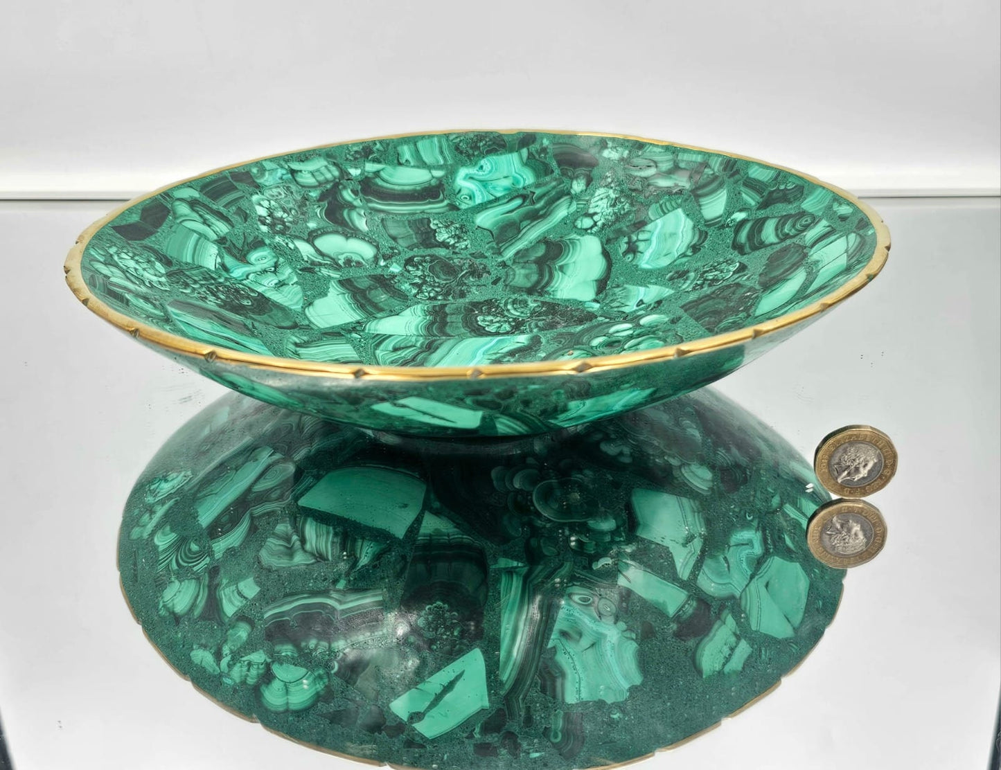 large crystal bowls malachite green