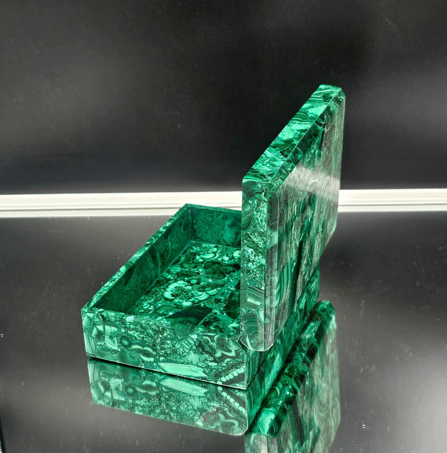 large crystal storage box malachite