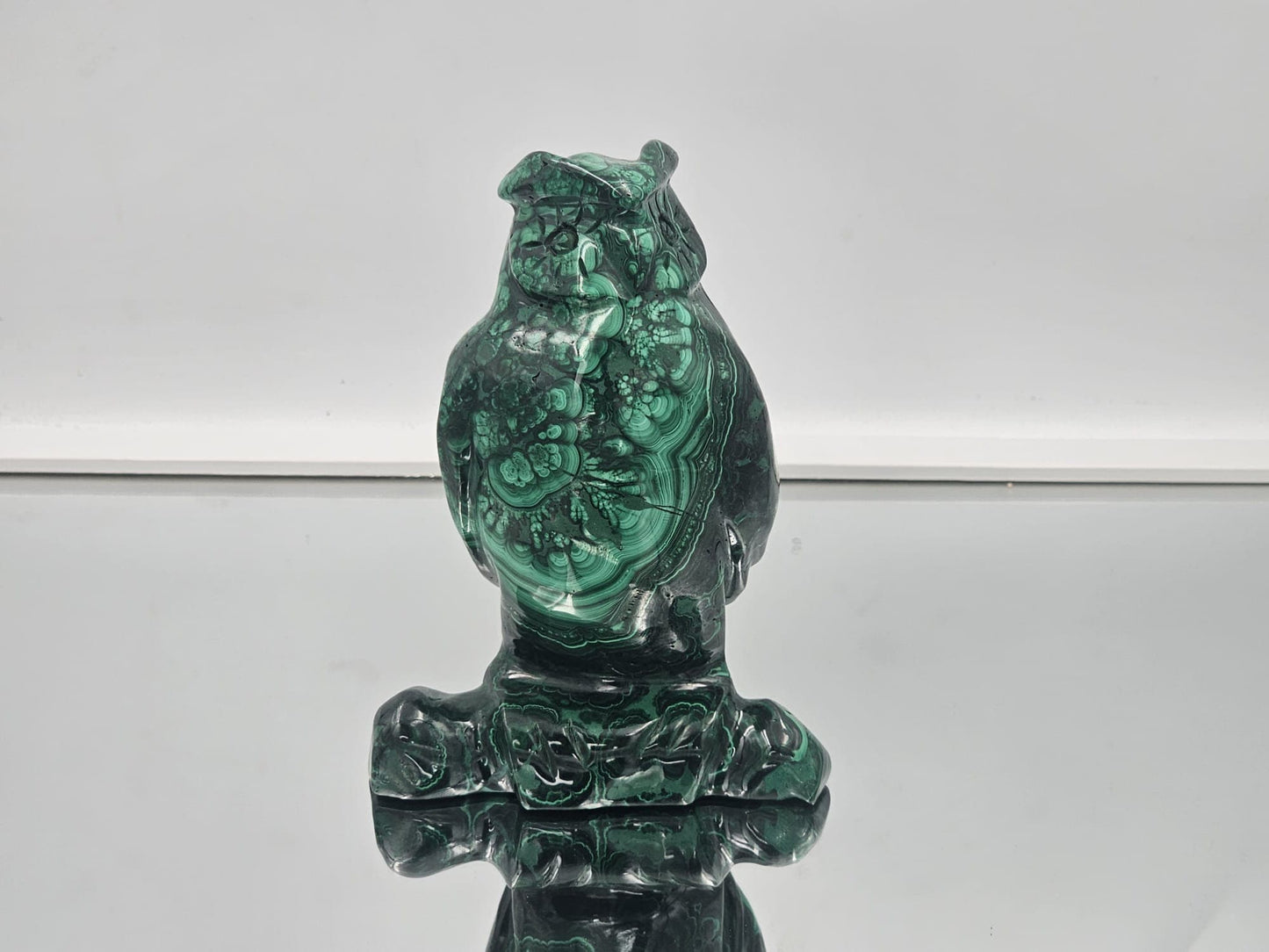 large malachite crystal owl