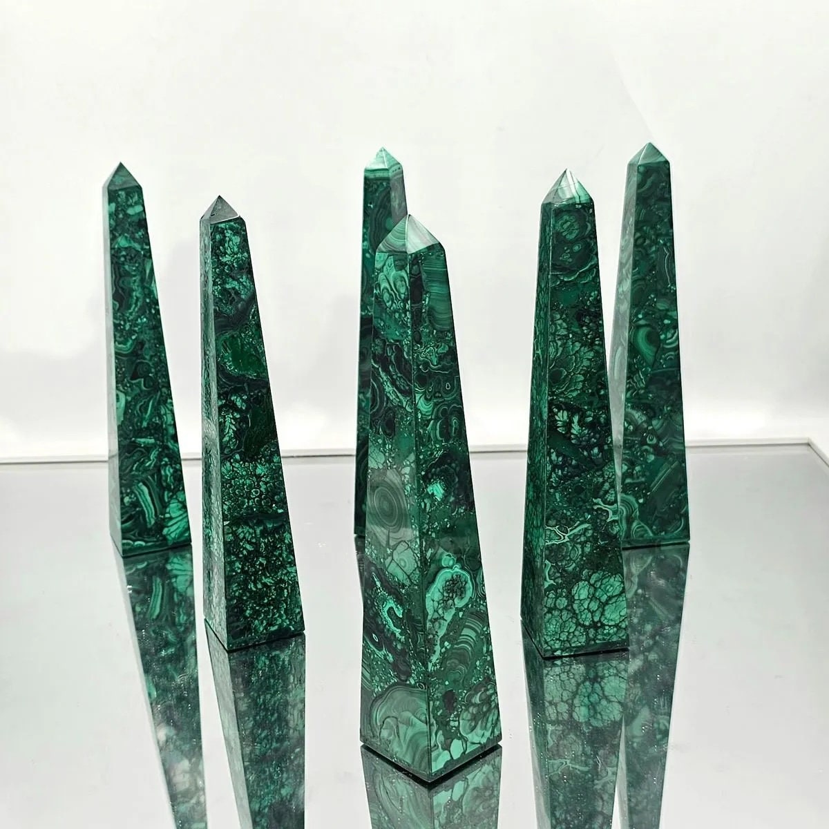 large malachite crystal tower