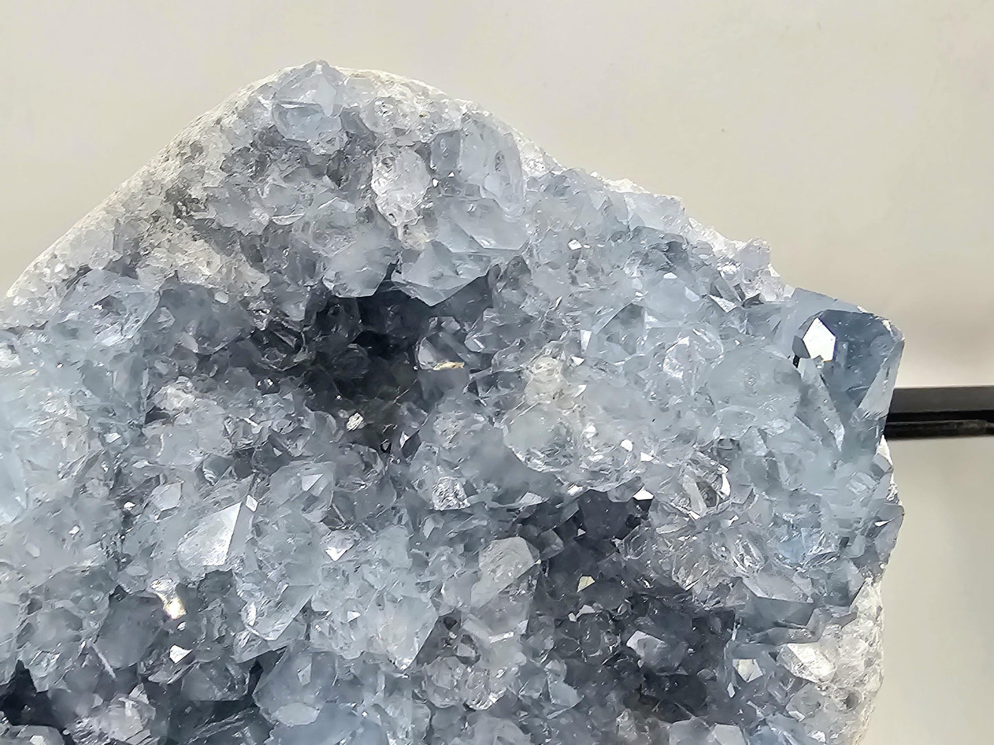 Luxury Celestite crystal cluster, an elegant modern home feature.