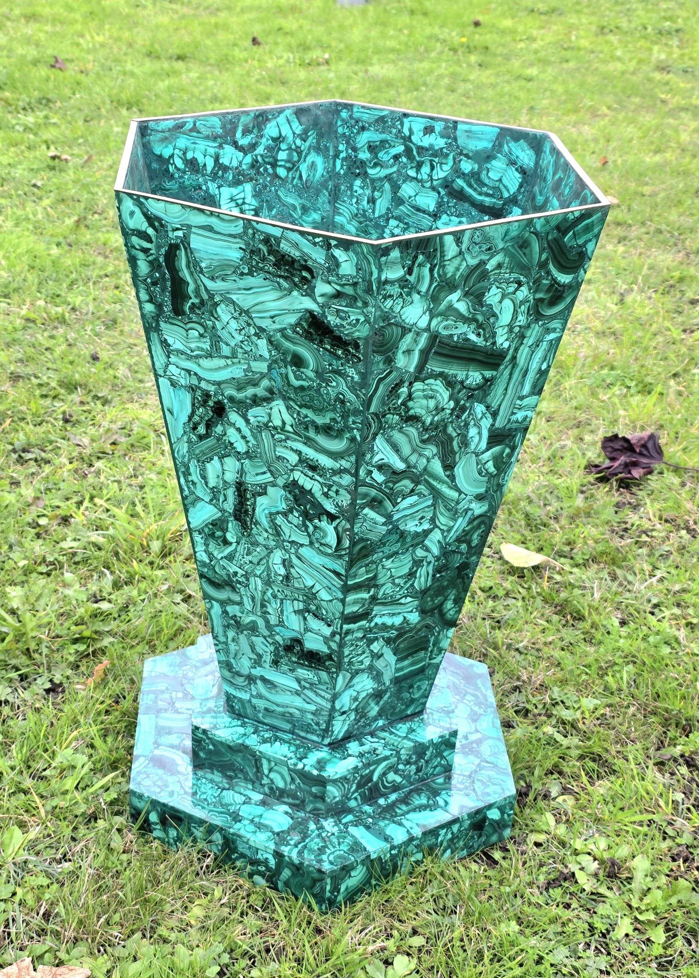 Luxury malachite vase – natural stone centerpiece for living spaces