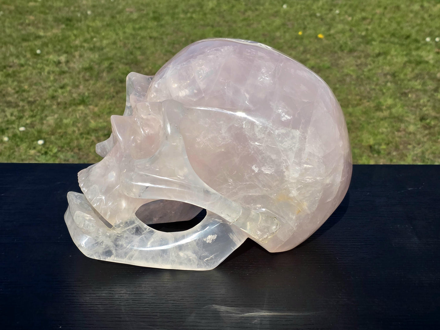 A luxury Rose Quartz Skull, perfect for artistic display.