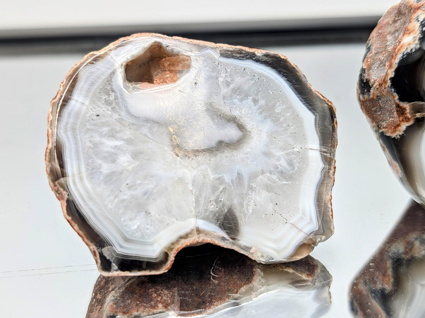 Matching duo of Malawi Agate crystals with banded design.