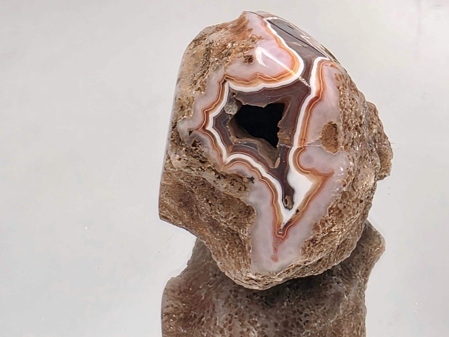 Malawi Agate polished extra large geode crystal.