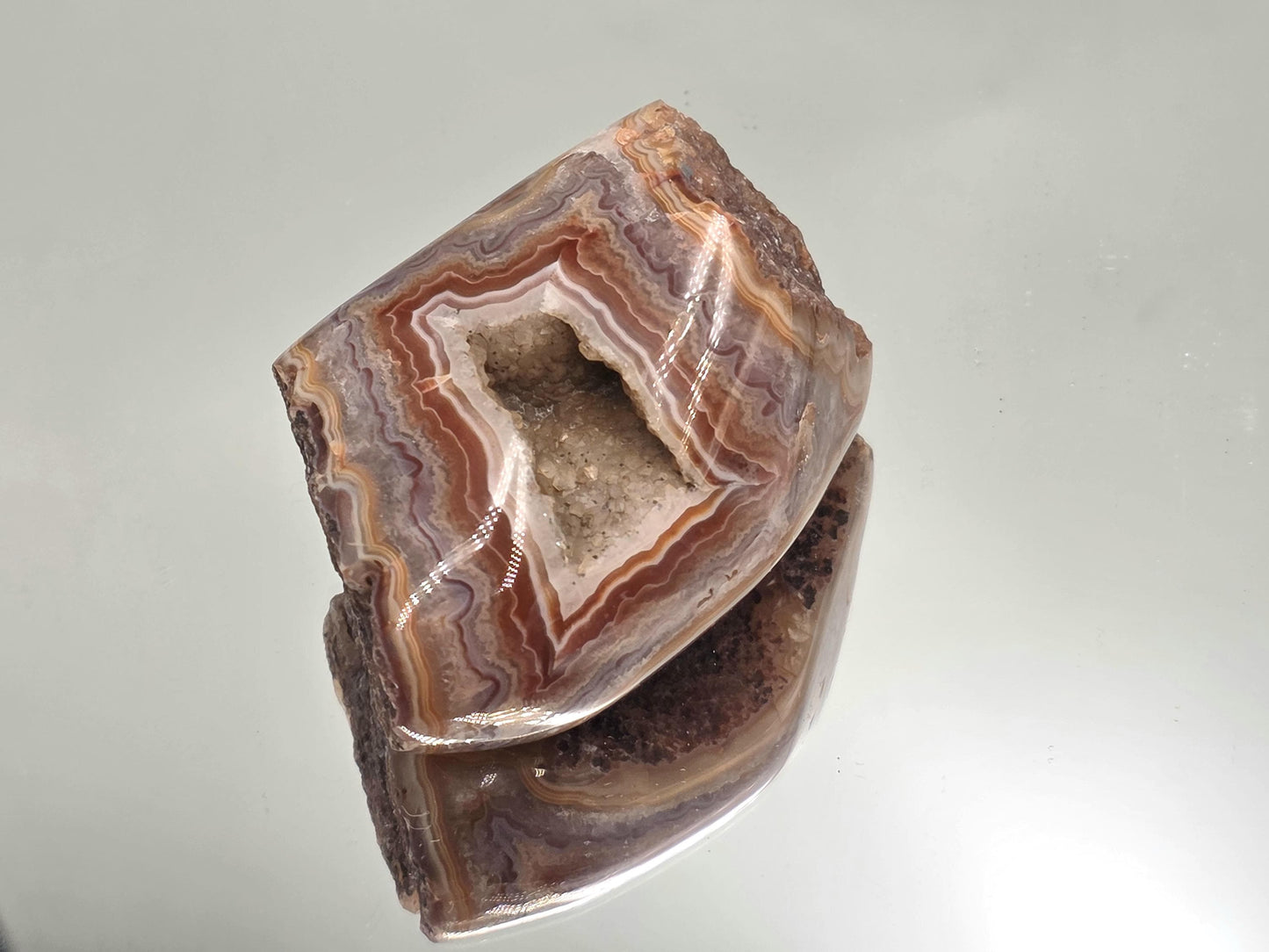 Malawi Agate polished slice crystal with natural banding.