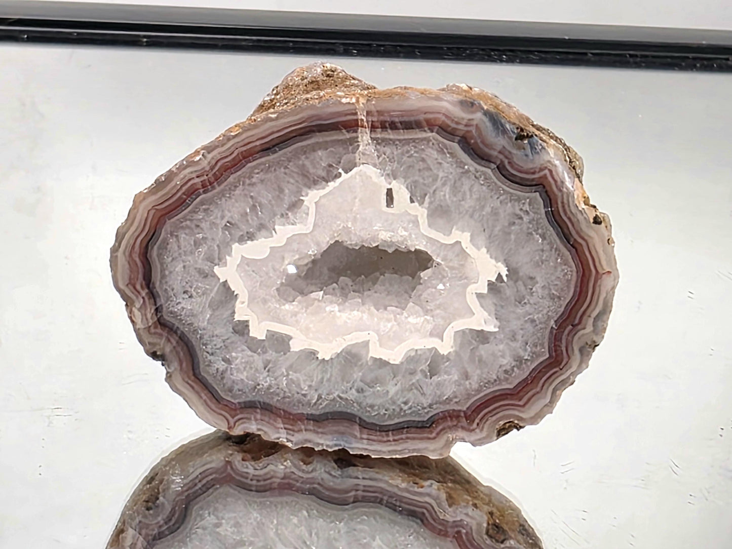 Malawi Agate vibrant polished geode crystal stone.