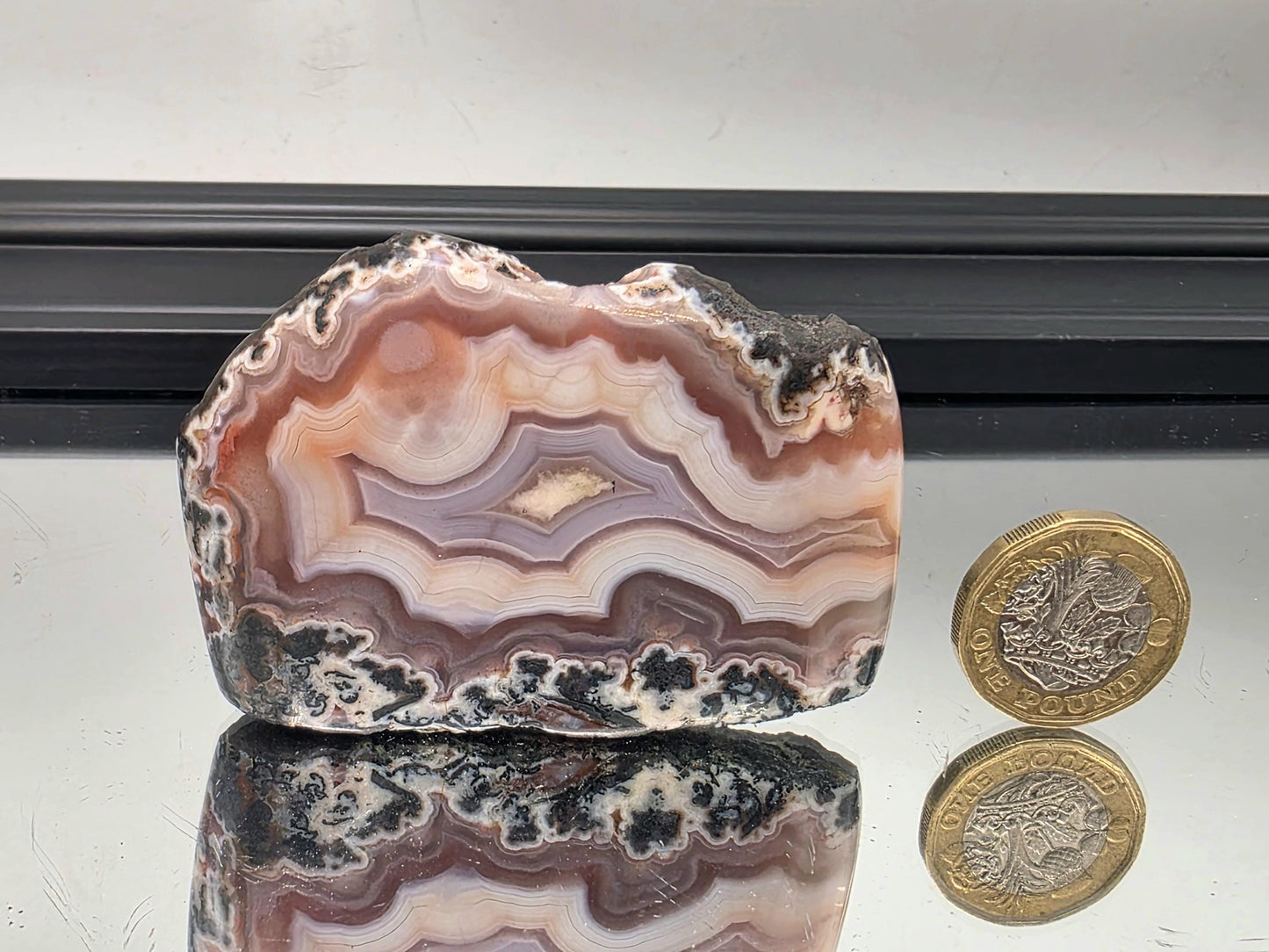 Pink and purple Moroccan agate slice, ideal for crystal collectors