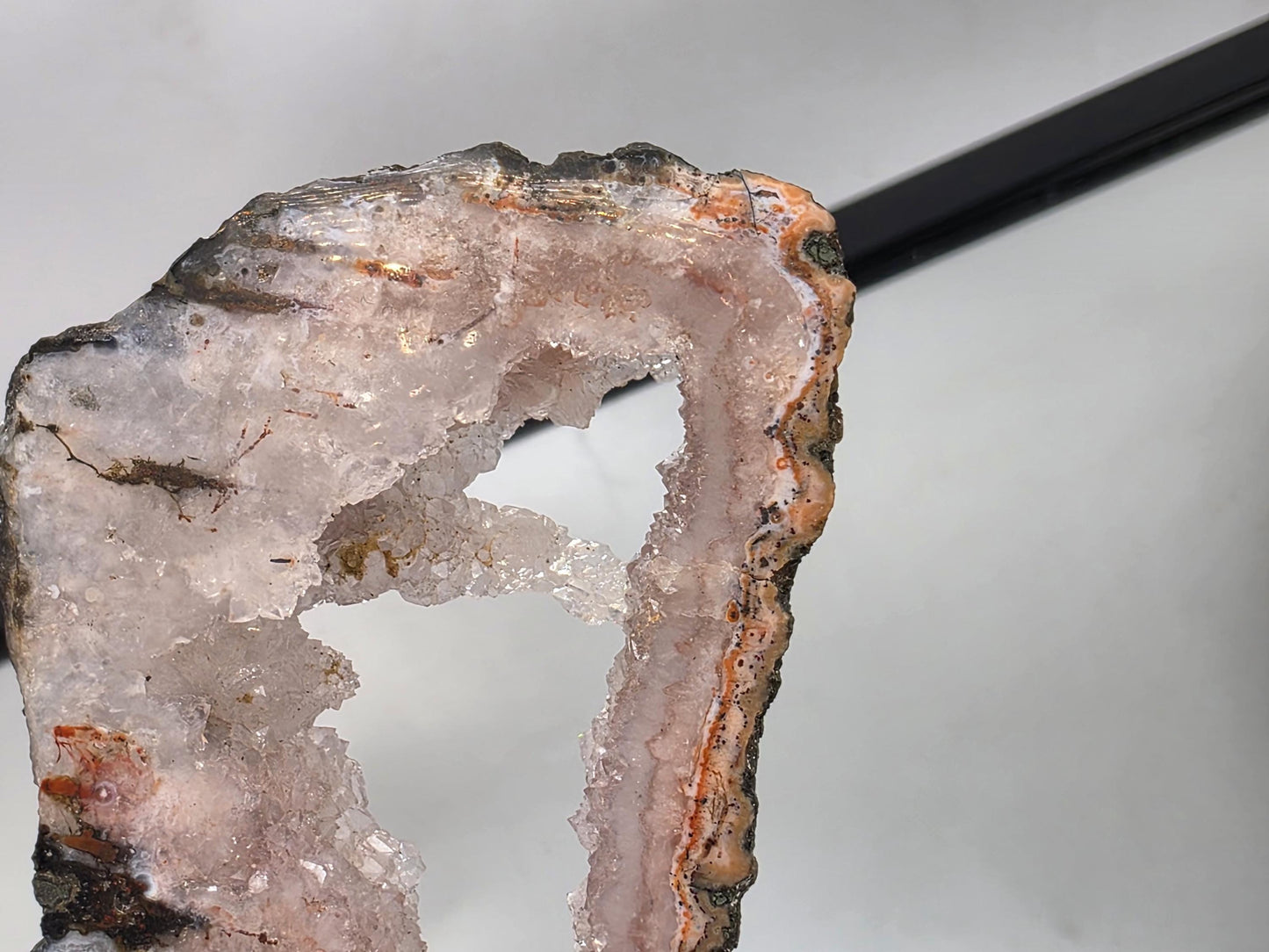 Moroccan Pink Agate slice for collectors and displays.