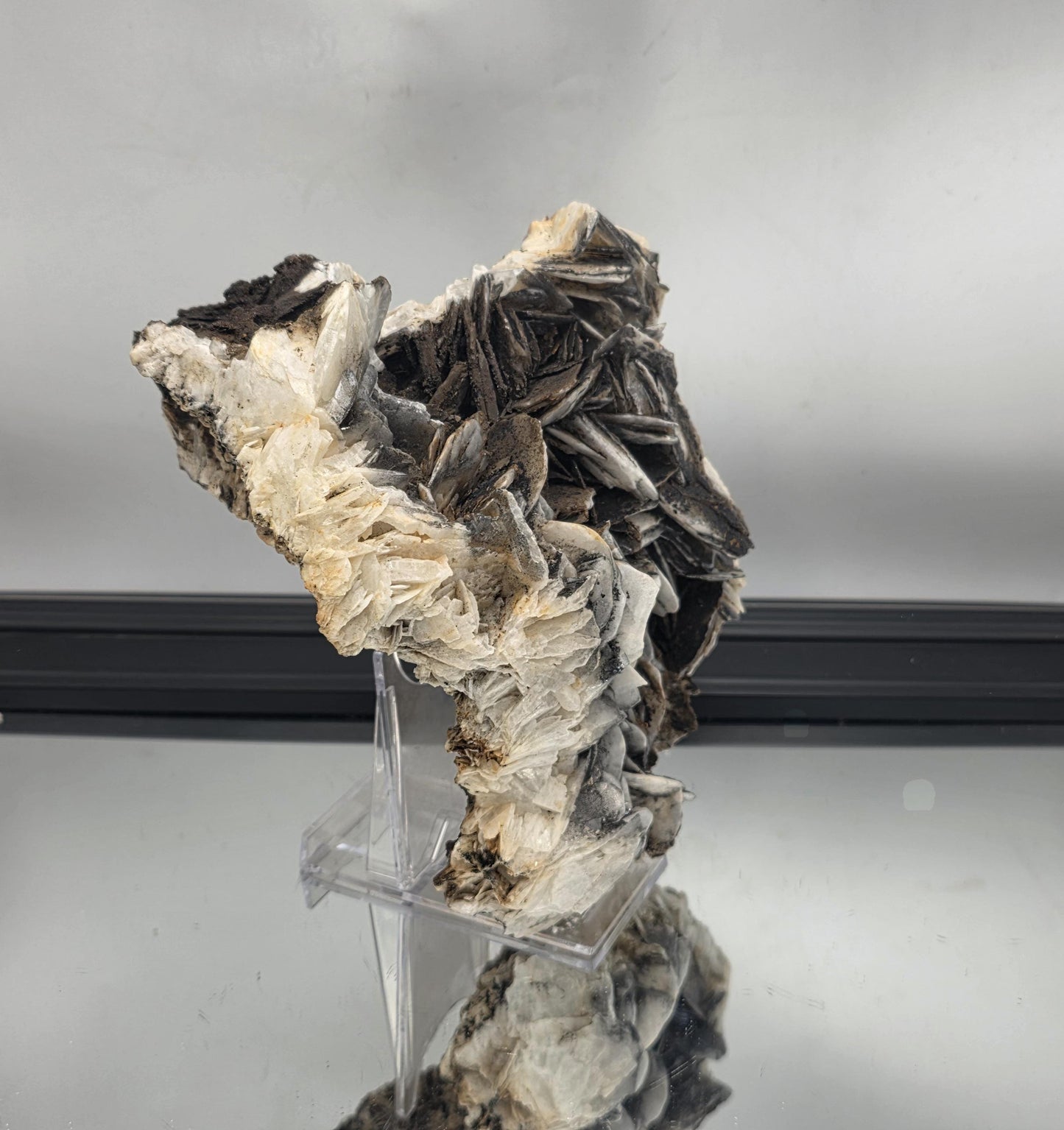 Raw Black Baryte styled for shelf or decor
