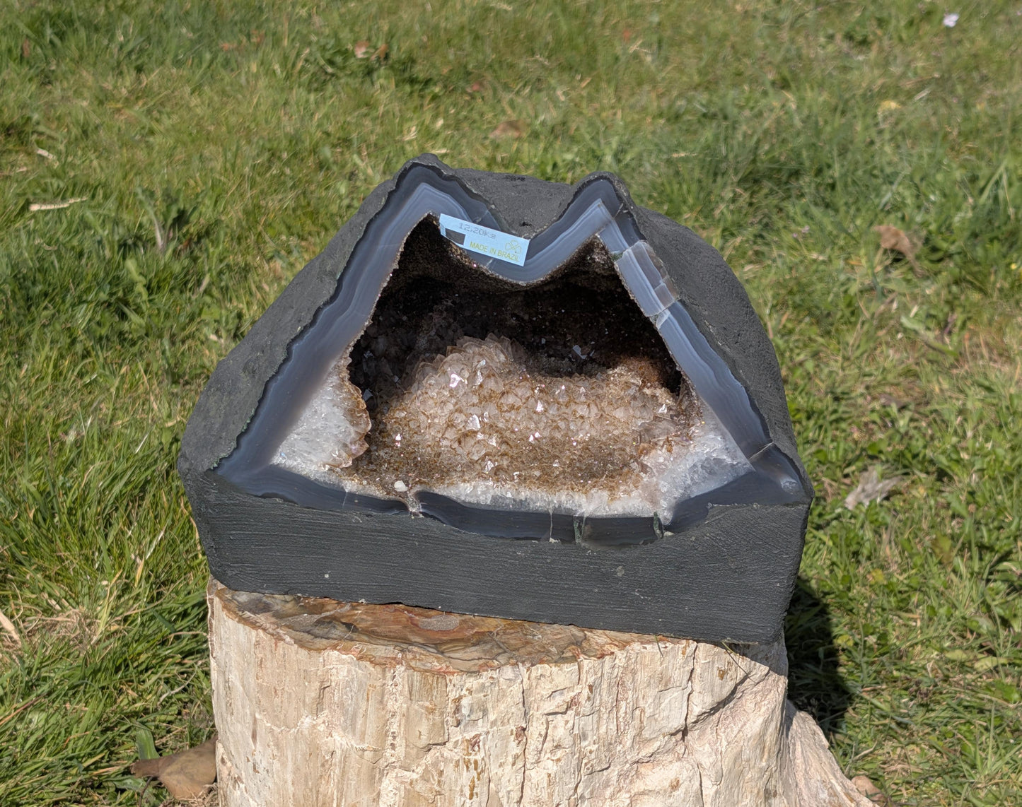 A naturally formed Quartz geode, a unique room accent.