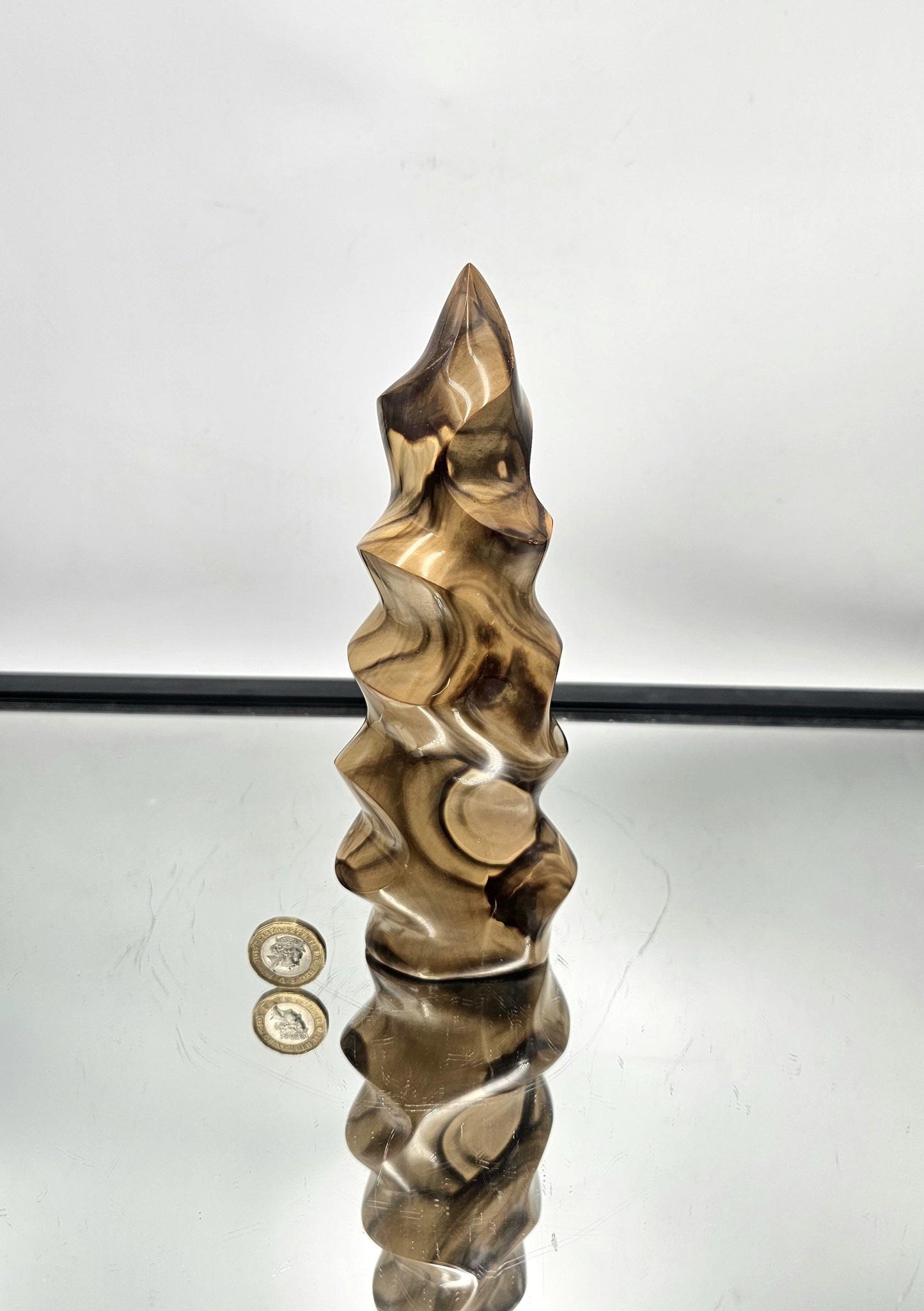 Elegant ocean jasper flame crystal, ideal for home decor and interior styling.