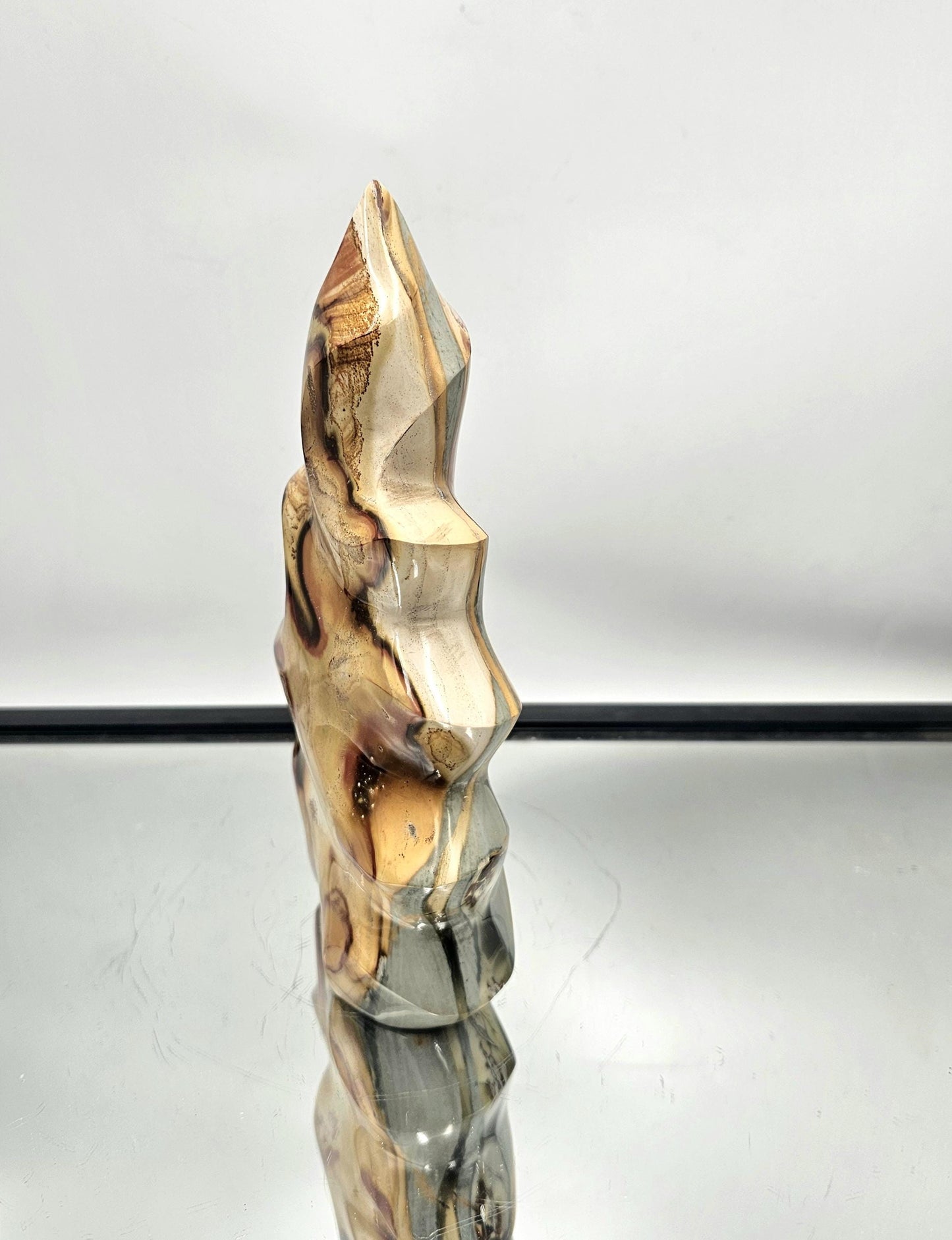 high quality ocean jasper flame crystal from Madagascar for display.