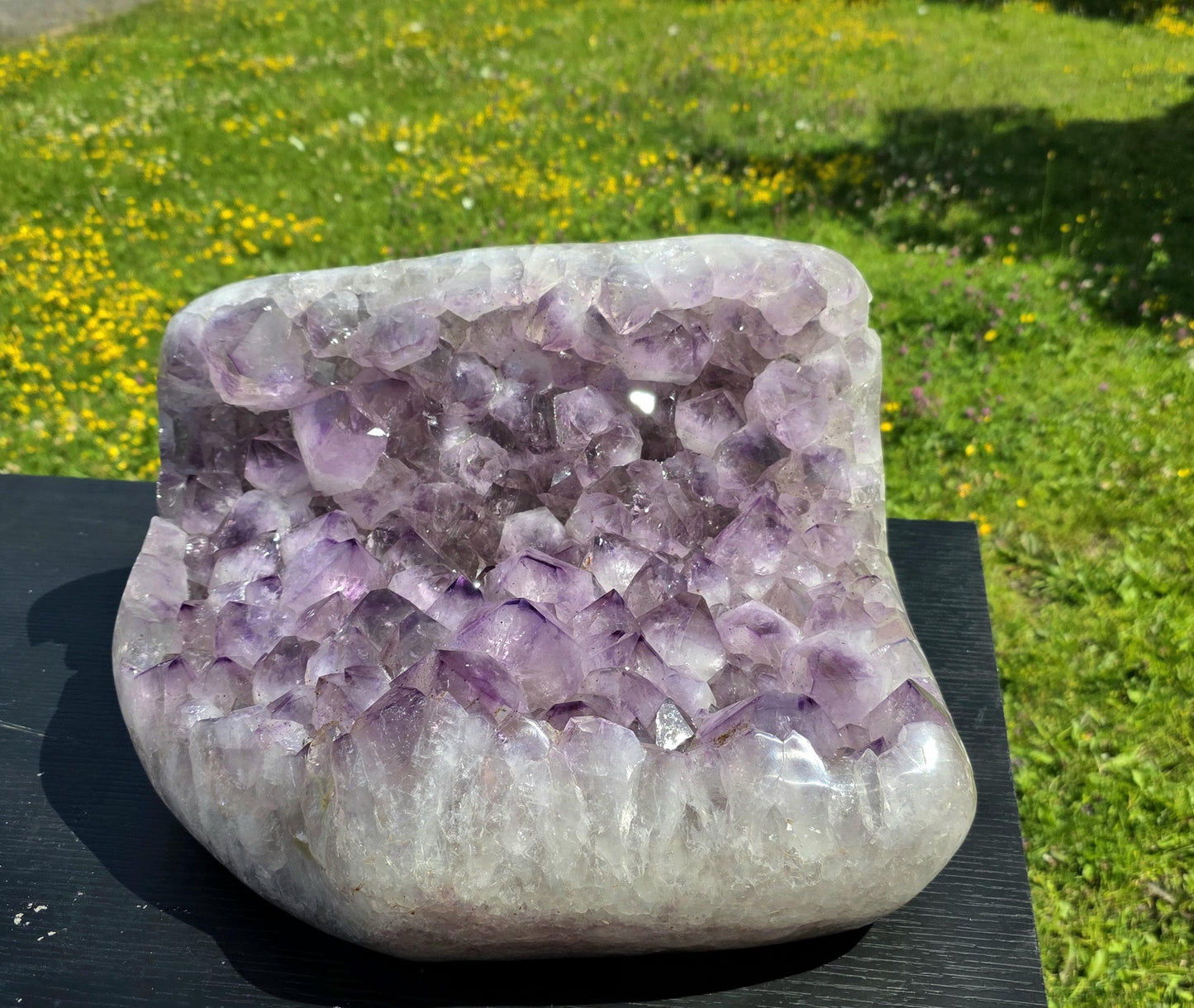 Natural Brazilian Amethyst cluster with polished crystal points.