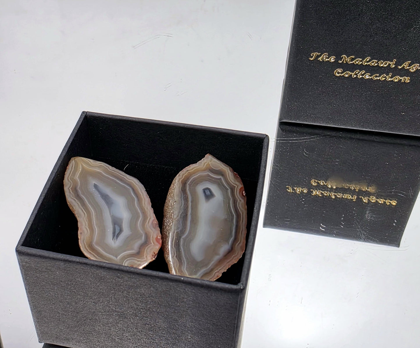 Polished gift stone made from natural Malawi Agate.