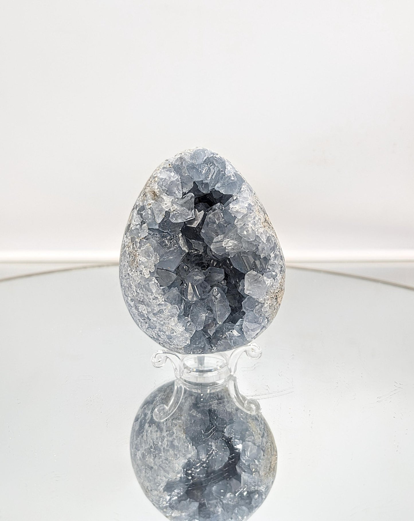 Premium celestite egg, an elegant collector’s décor piece