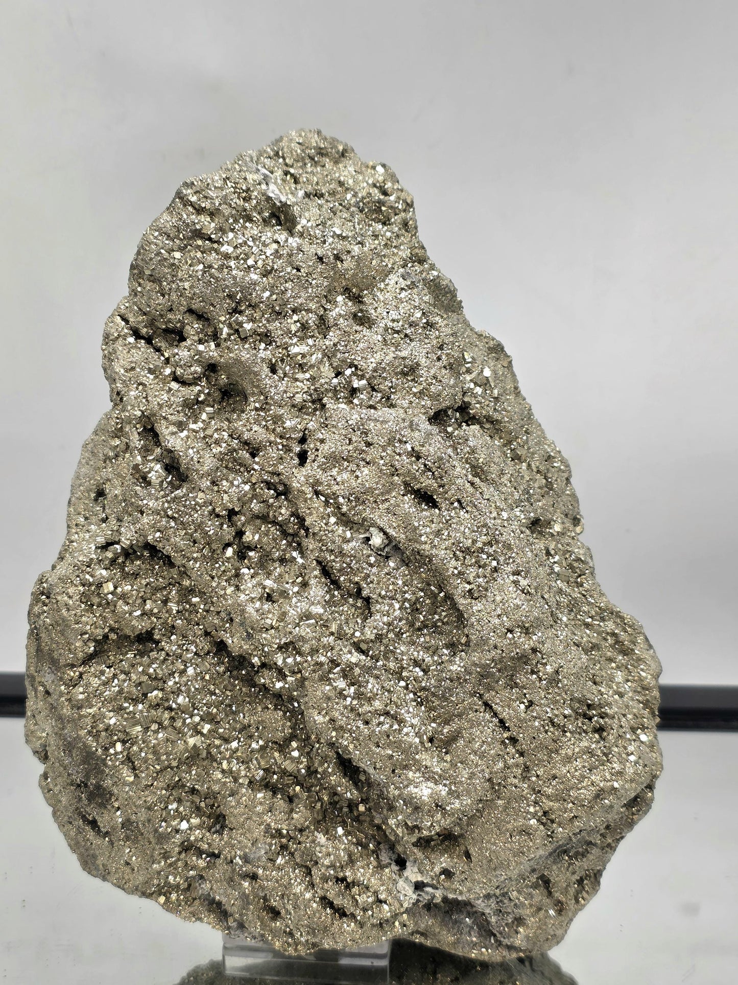 Metallic Pyrite cluster crystal from Peru, very large formation.