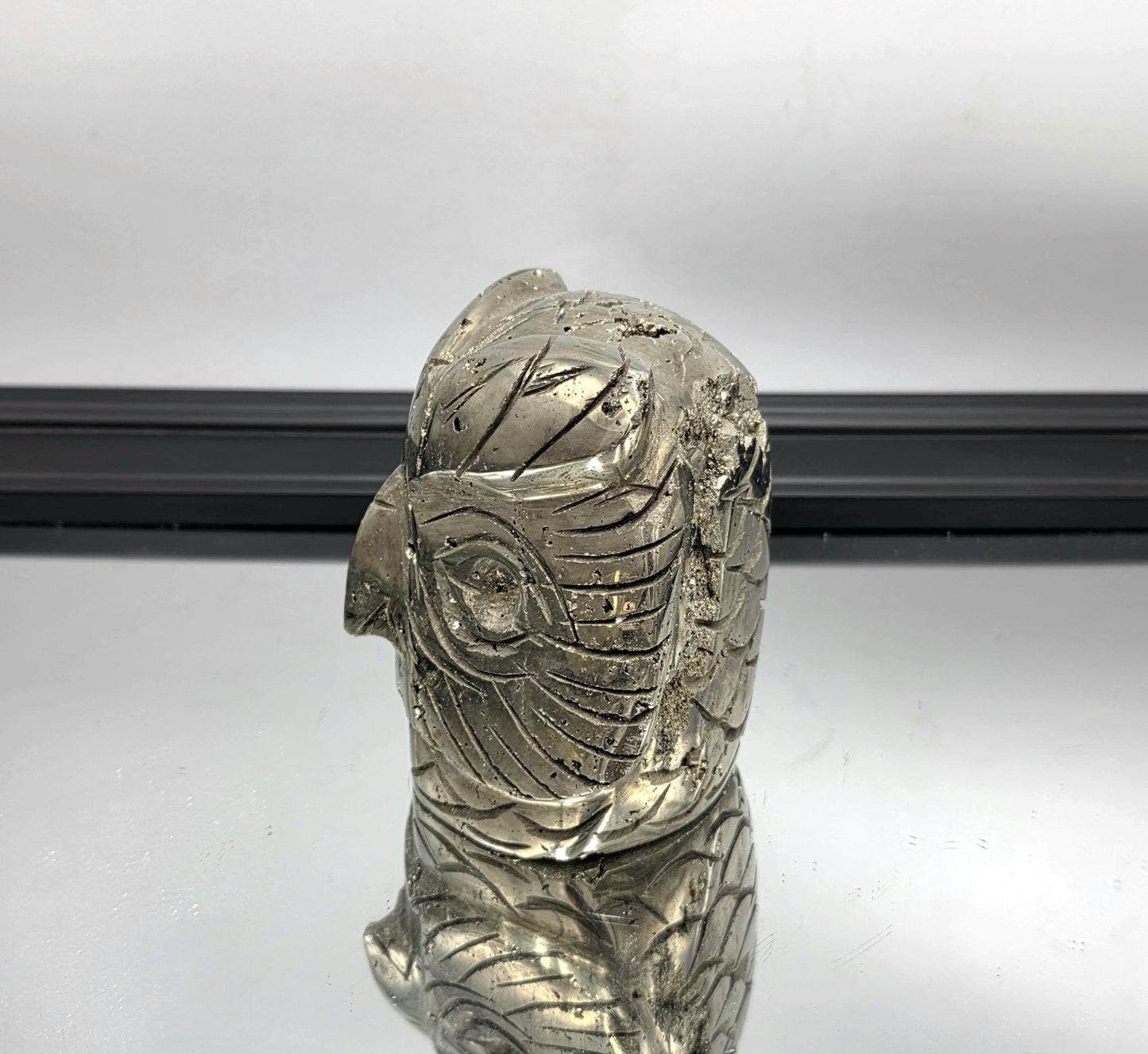 Premium owl figurine crafted from Peruvian pyrite