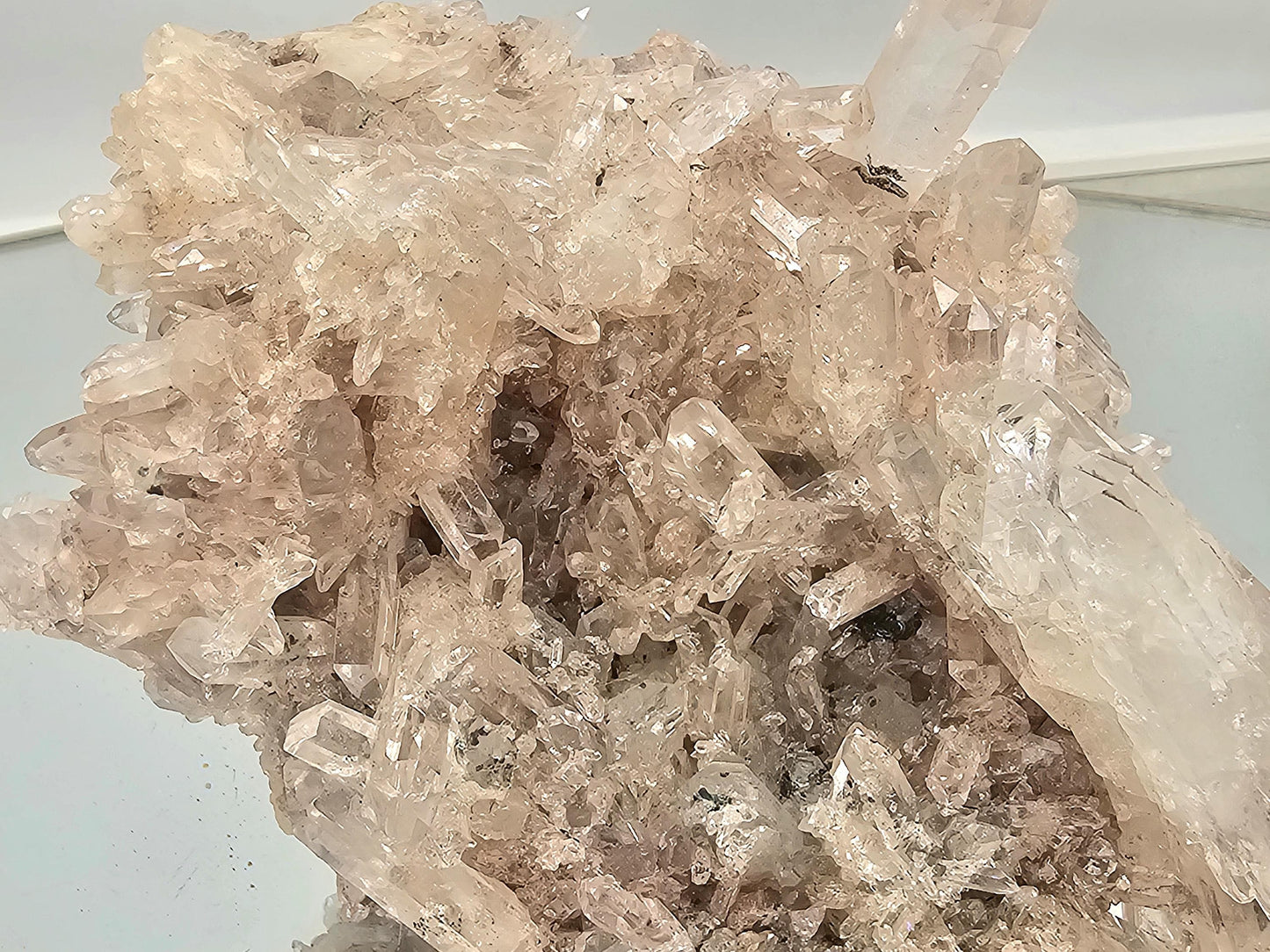 Rare large pink Lemurian quartz with clear striations