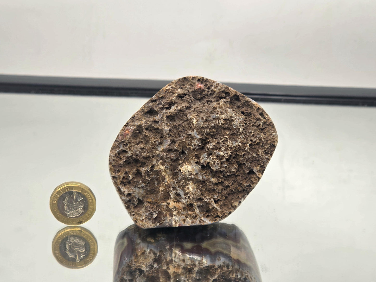 Rare large Malawi Agate polished crystal geode.