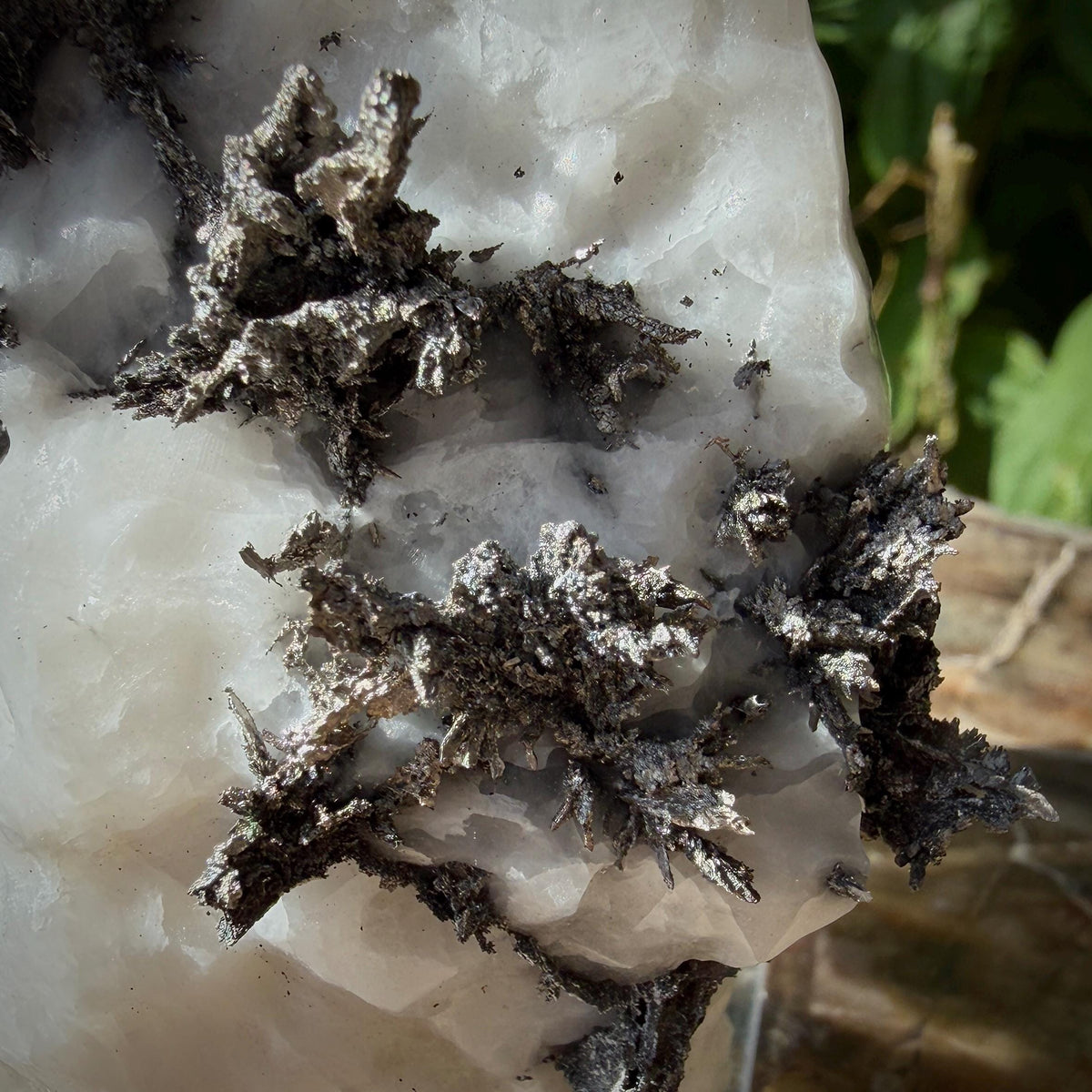 Natural Silver and Calcite geological specimen