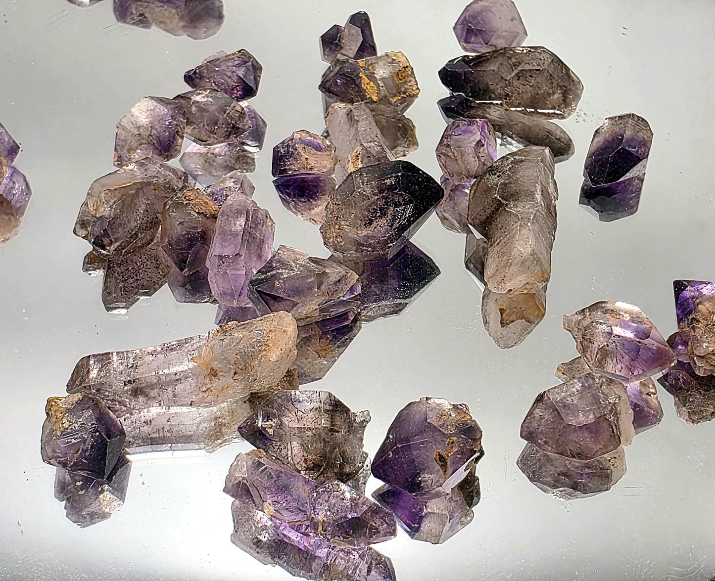 Miniature purple Amethyst crystals with clarity