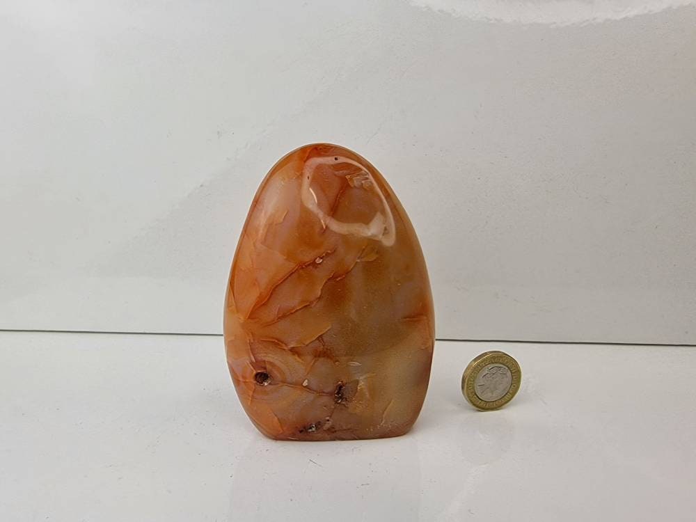 small freestanding carnelian crystal